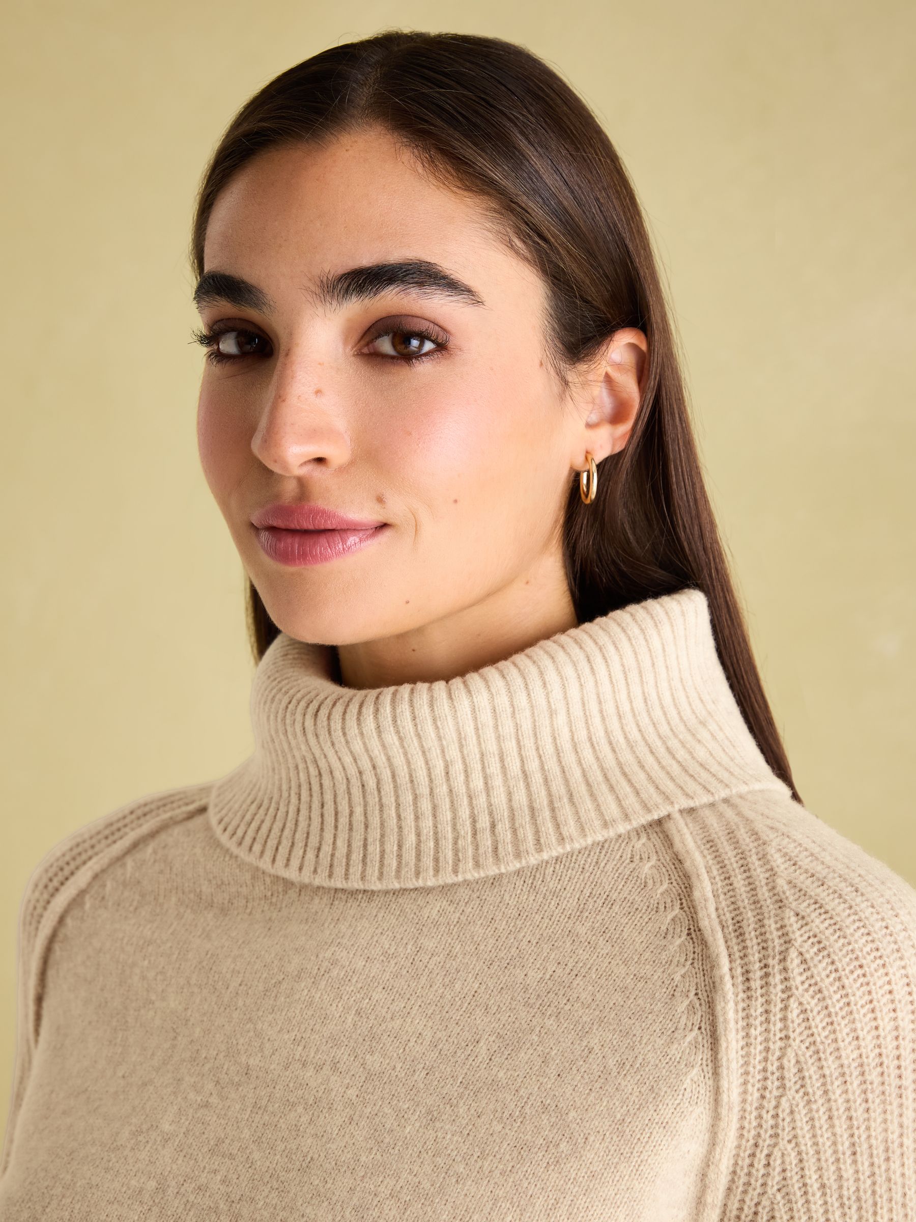 May Oatmeal Merino Wool Jumper with Detachable Roll Neck - Image 4 of 9