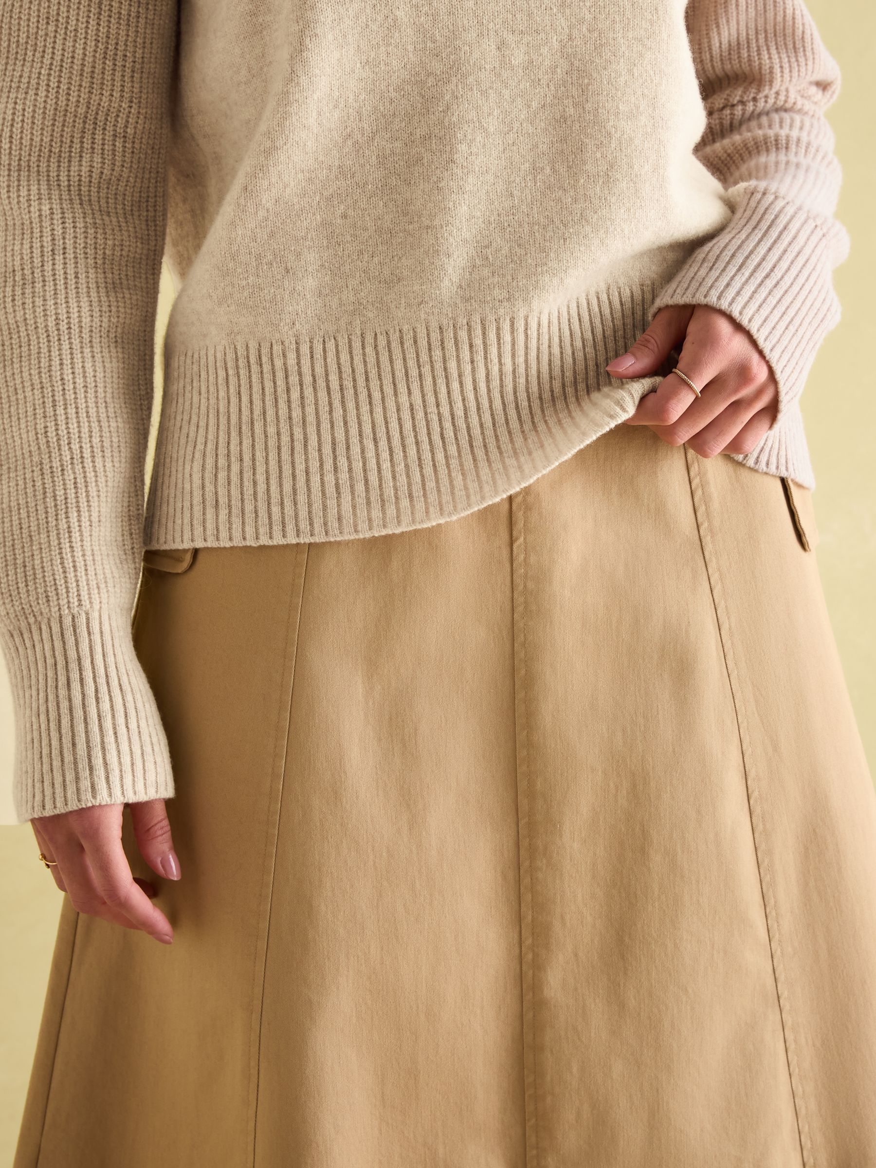 May Oatmeal Merino Wool Jumper with Detachable Roll Neck - Image 5 of 9