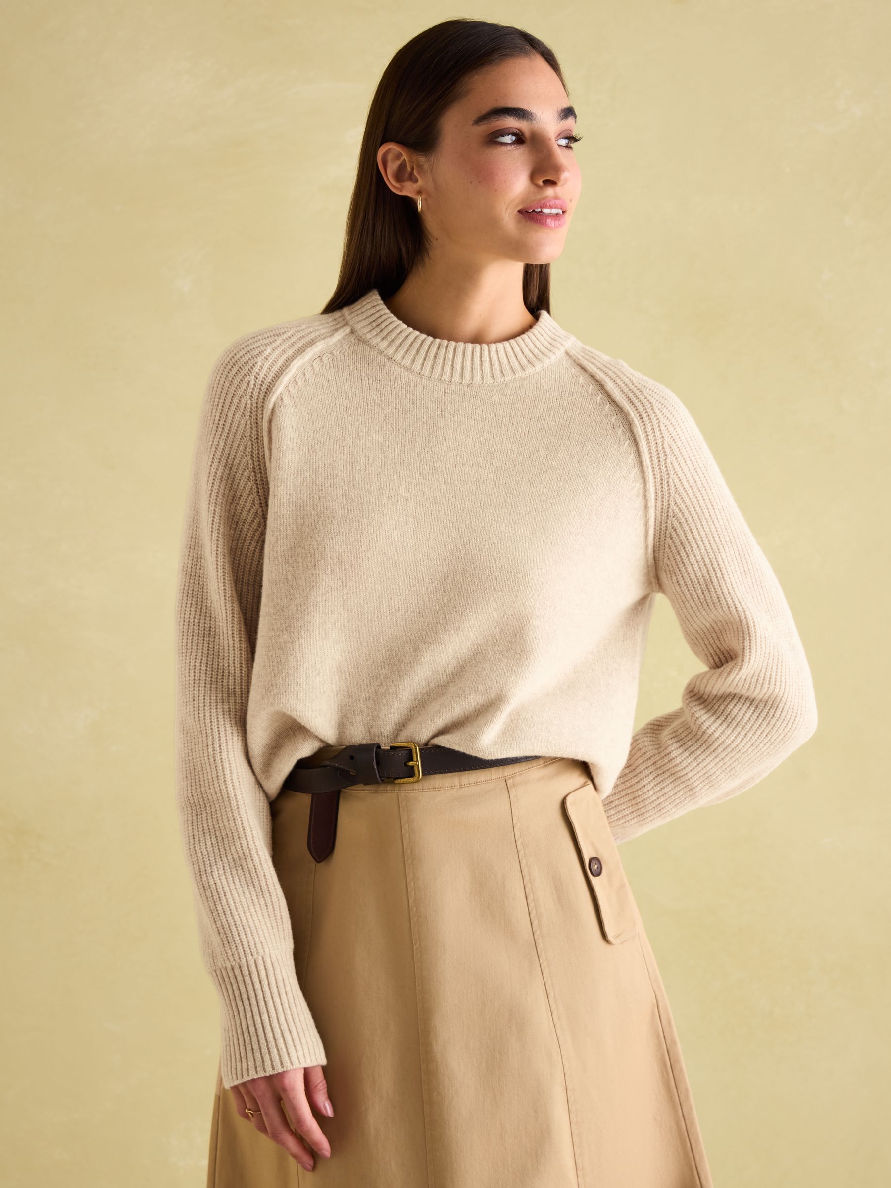 May Oatmeal Merino Wool Jumper with Detachable Roll Neck - Image 7 of 9