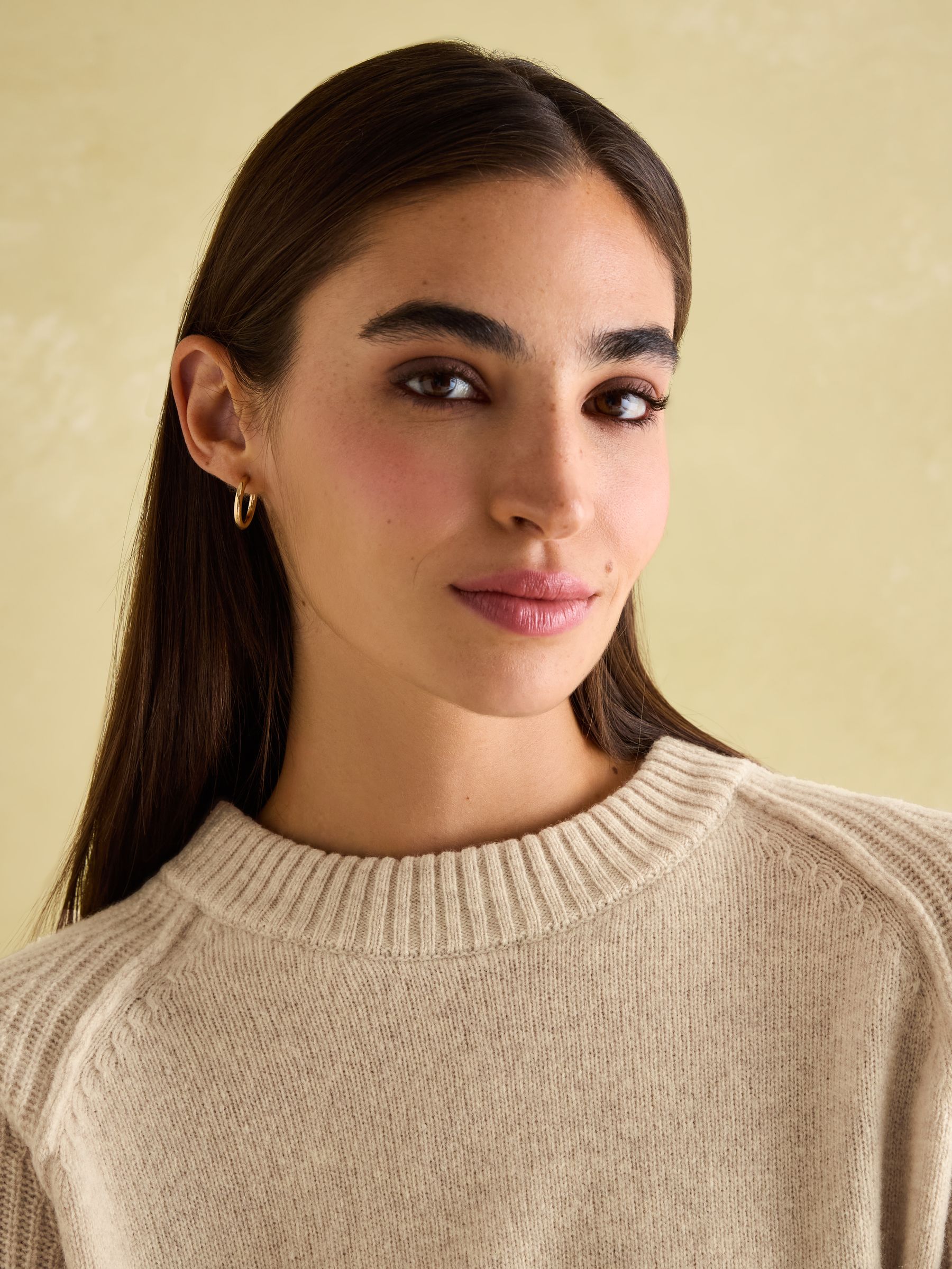 May Oatmeal Merino Wool Jumper with Detachable Roll Neck - Image 8 of 9