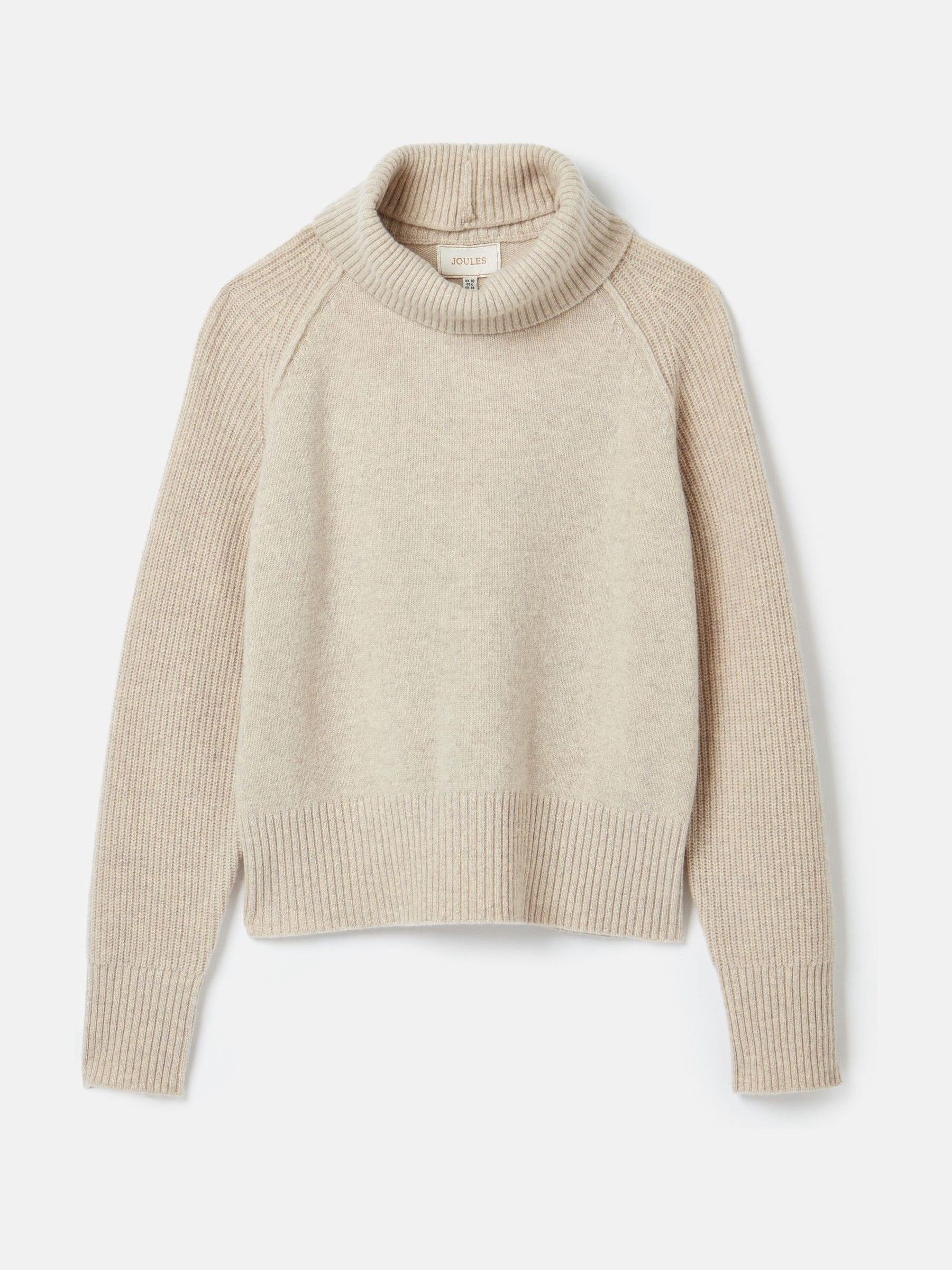May Oatmeal Merino Wool Jumper with Detachable Roll Neck - Image 9 of 9