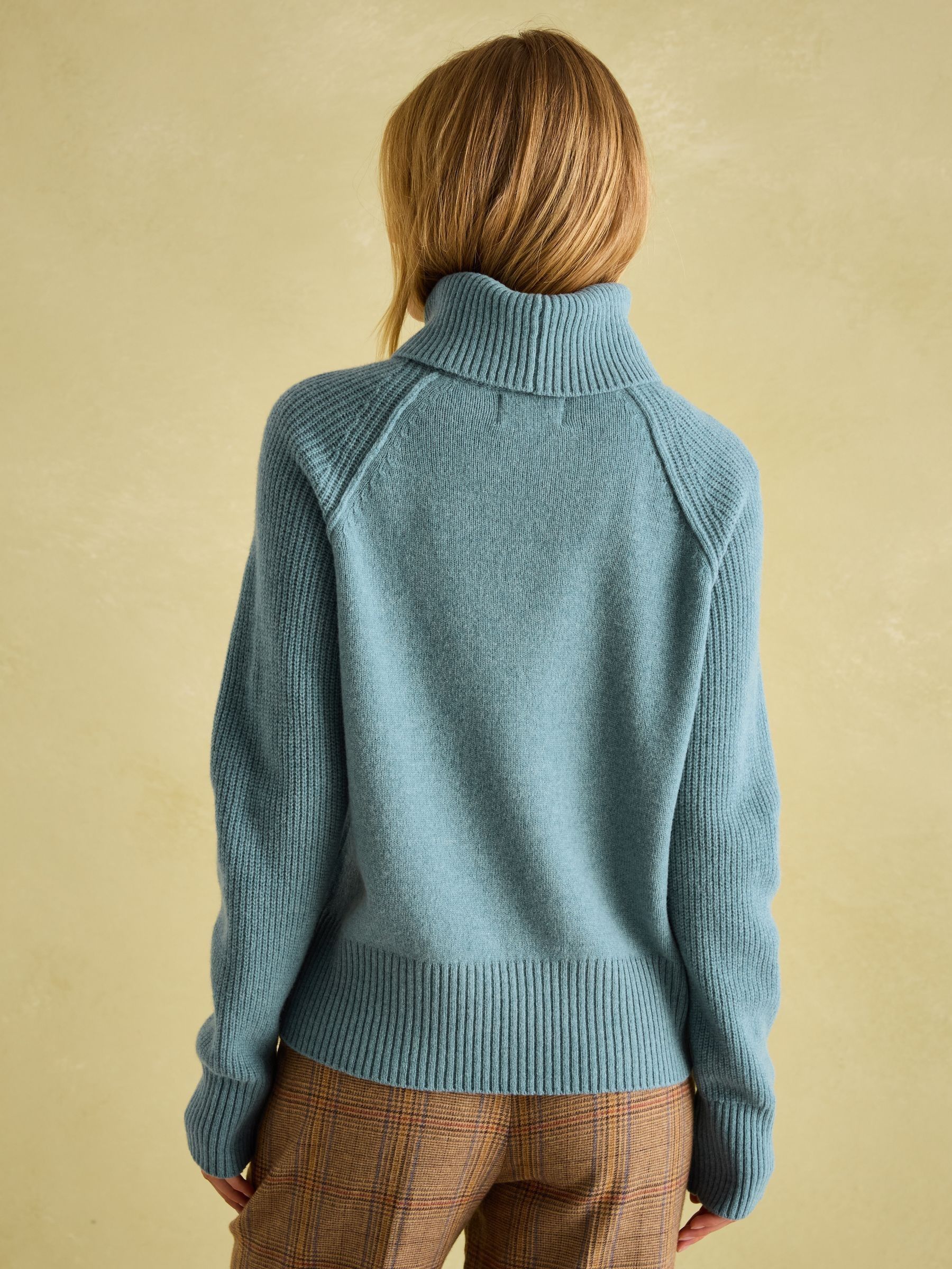 May Blue Merino Wool Jumper with Detachable Roll Neck - Image 2 of 9