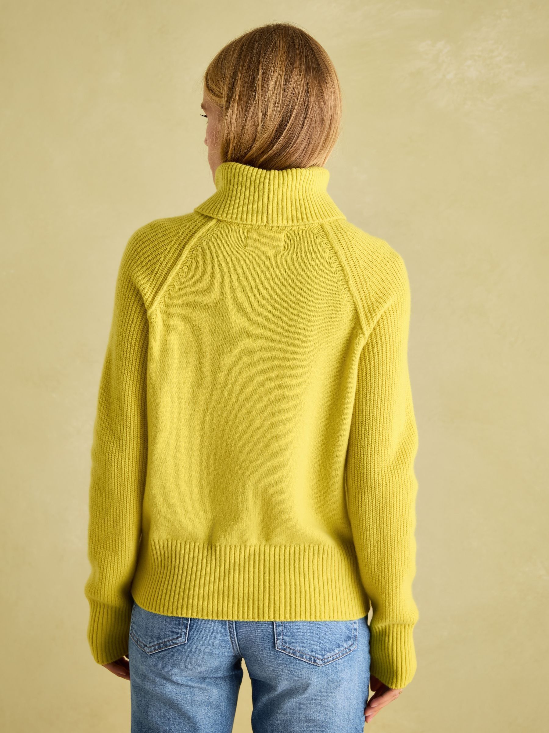 May Yellow Merino Wool Jumper with Detachable Roll Neck - Image 2 of 9