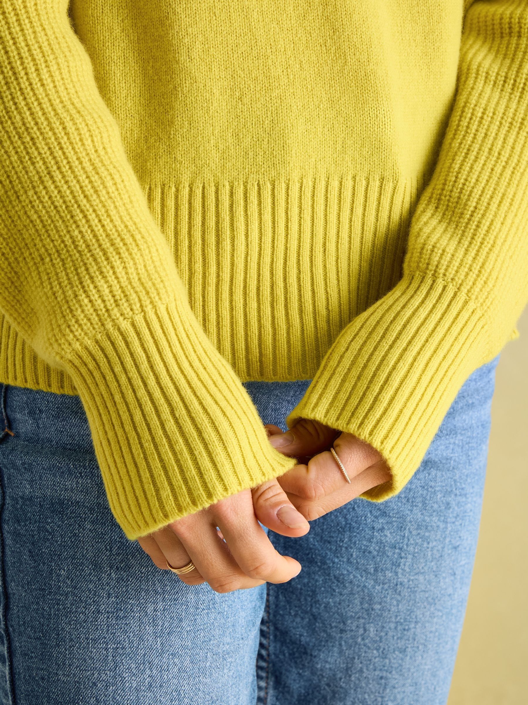 May Yellow Merino Wool Jumper with Detachable Roll Neck - Image 7 of 9