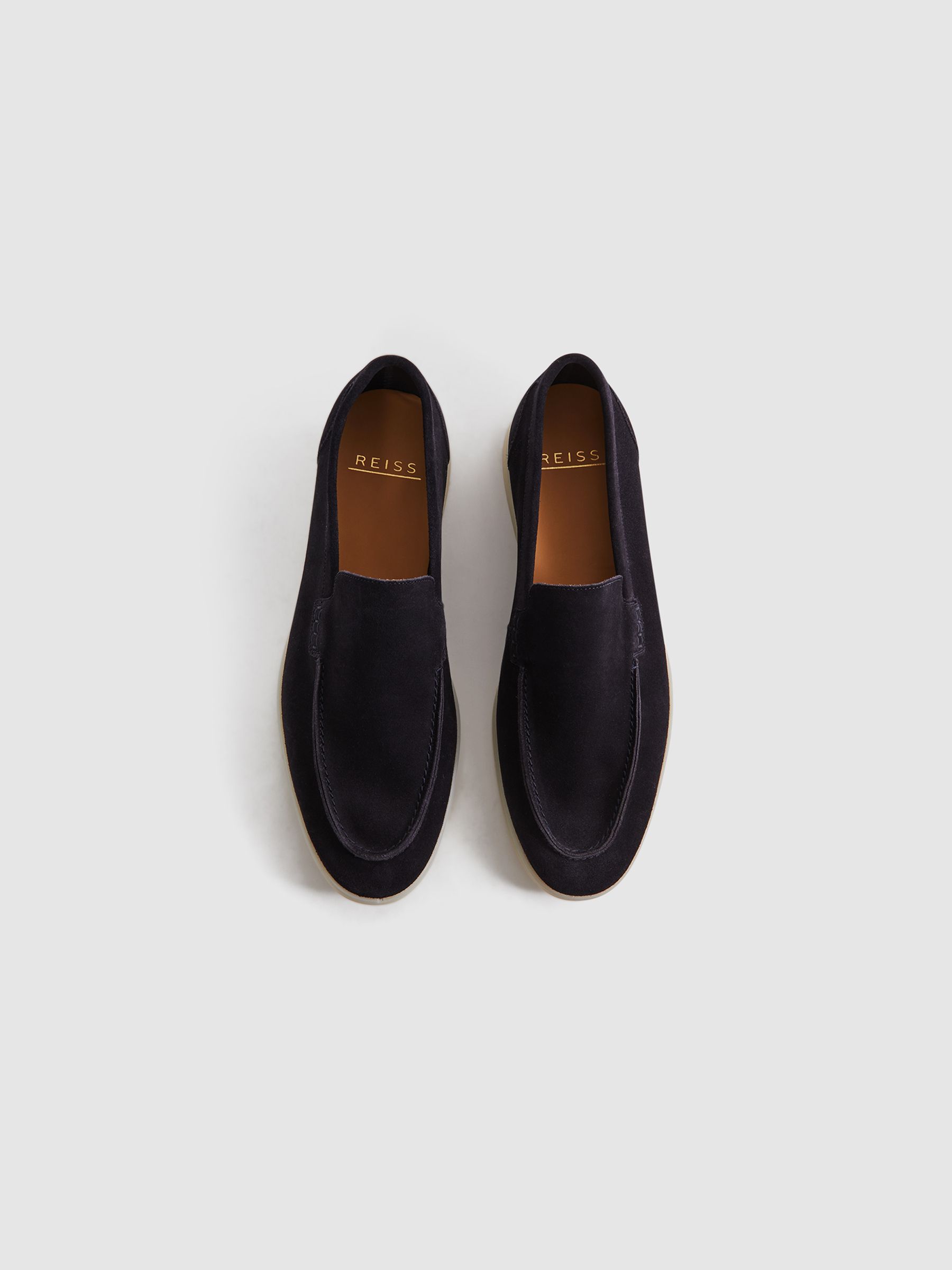 Reiss Suede Slip-On Loafers in Navy | REISS