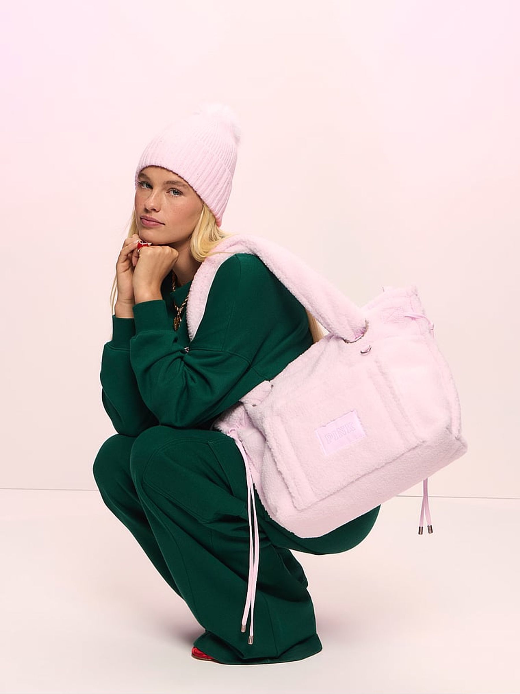 Pink Tulip Sherpa Large Tote Bag - Image 1 of 4