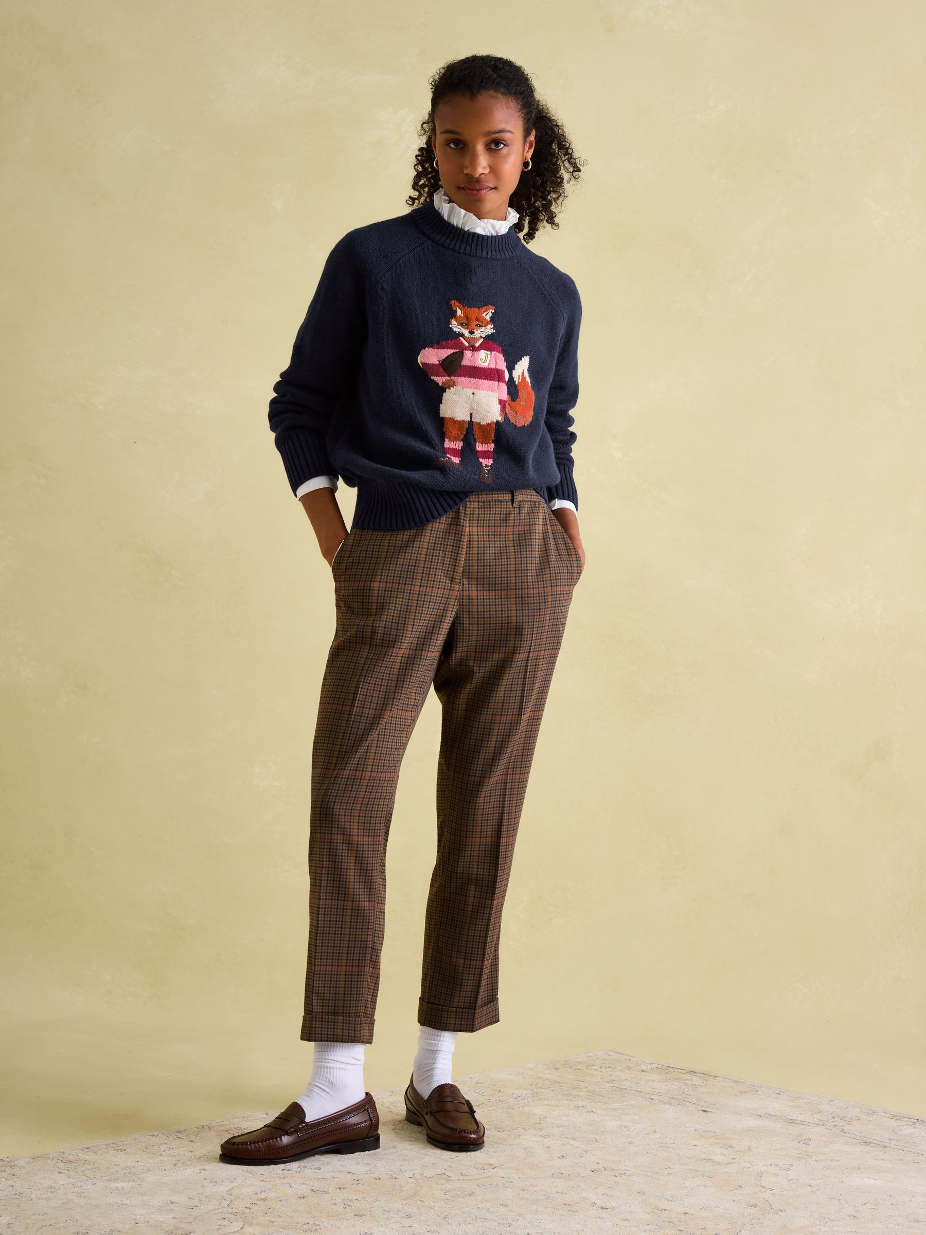 Jonty Navy Blue Intarsia Fox Knit Jumper - Image 3 of 7