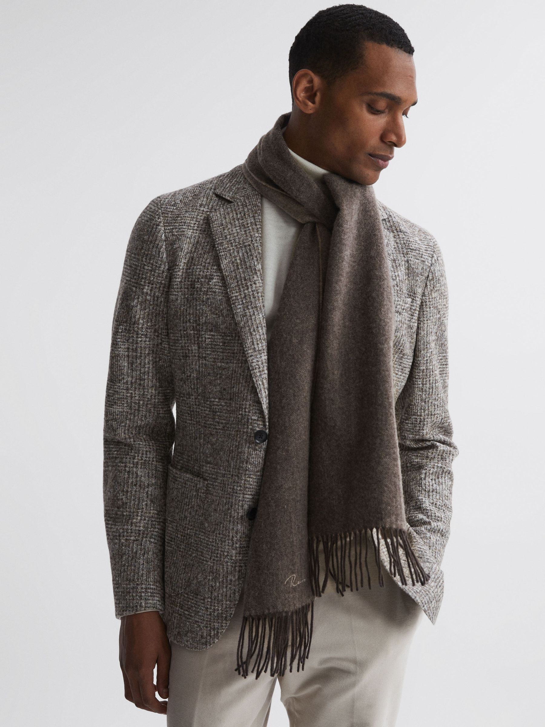 Cashmere Blend Scarf in Taupe - Image 2 of 5