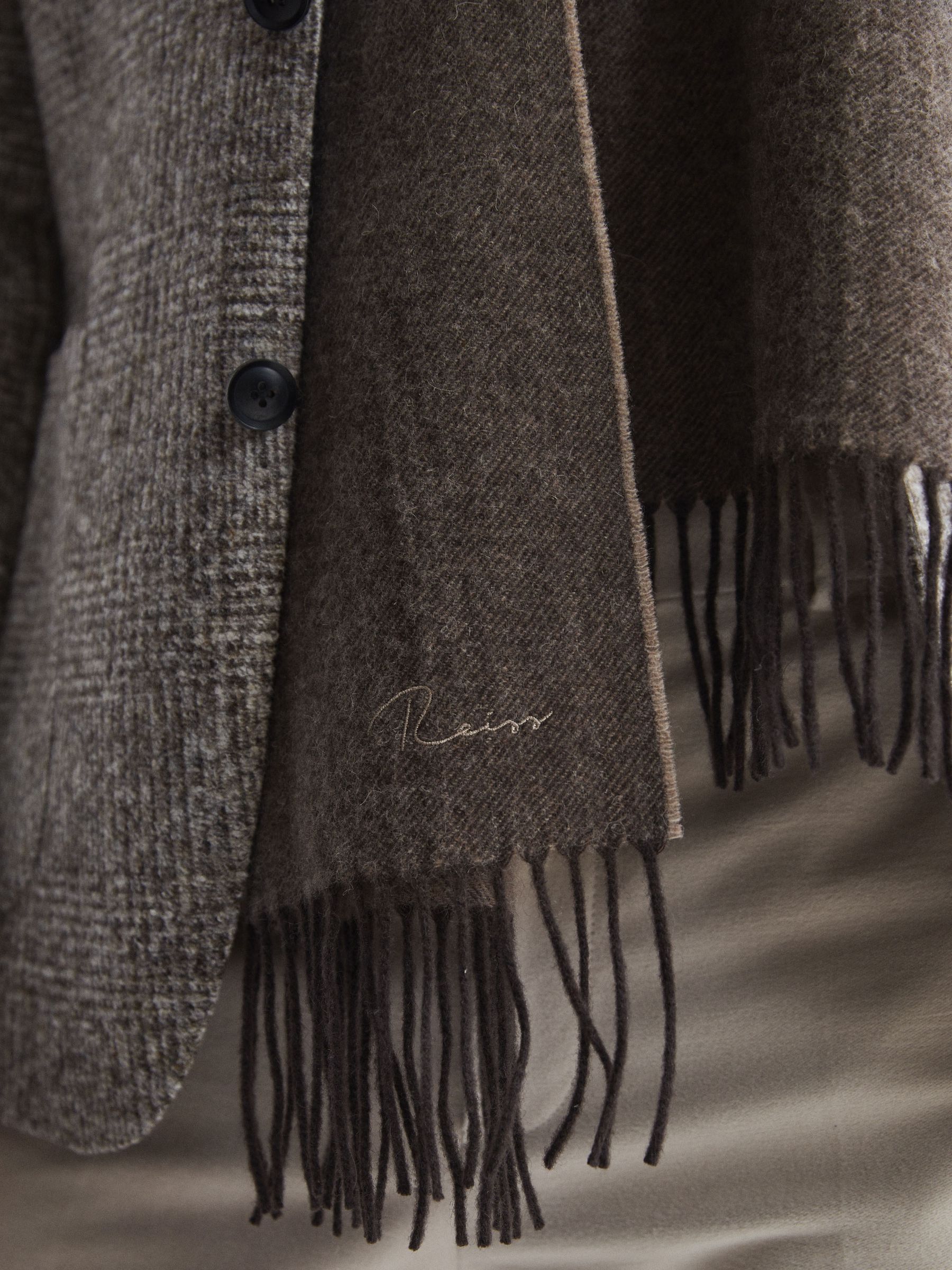 Cashmere Blend Scarf in Taupe - Image 5 of 5