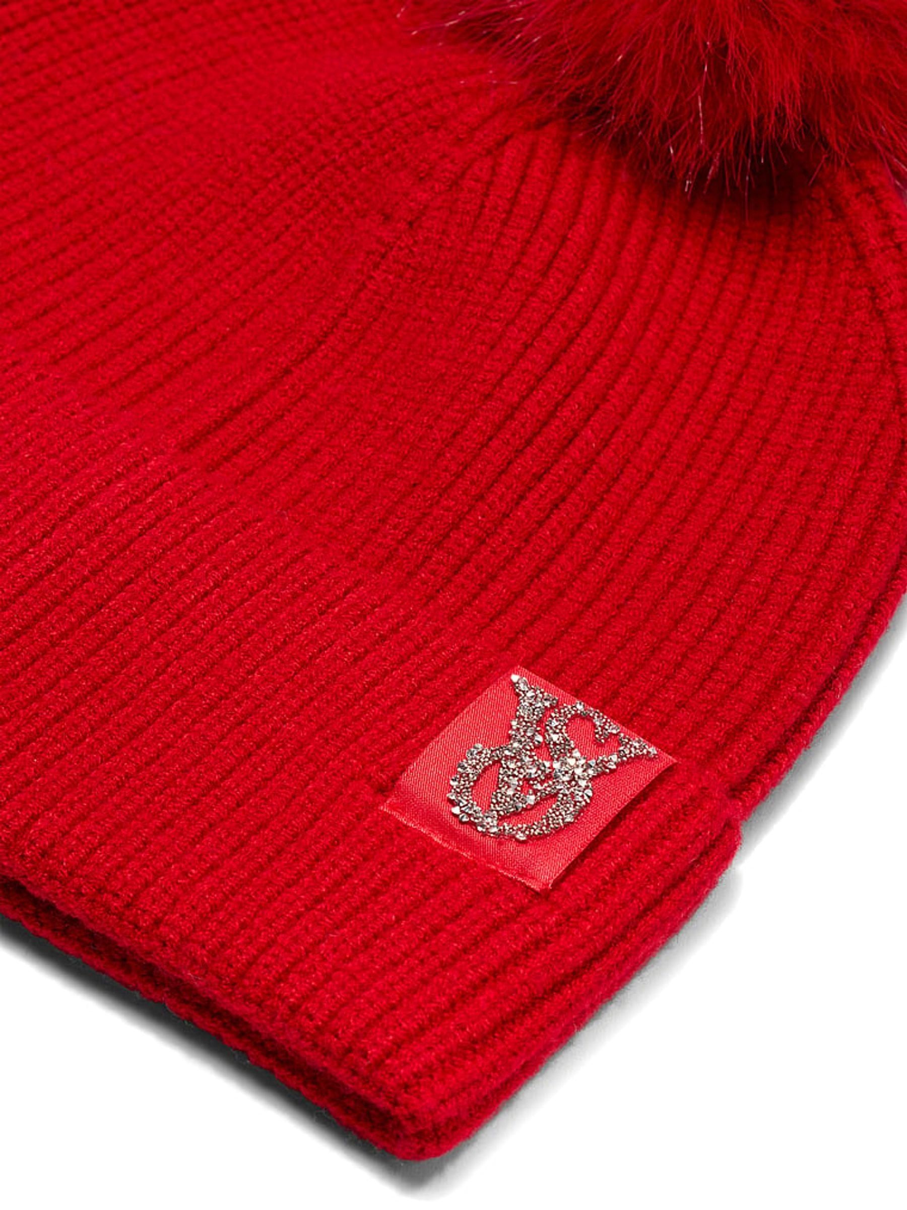 Lipstick Red Cosy Knit Pom Pom Beanie - Image 2 of 2