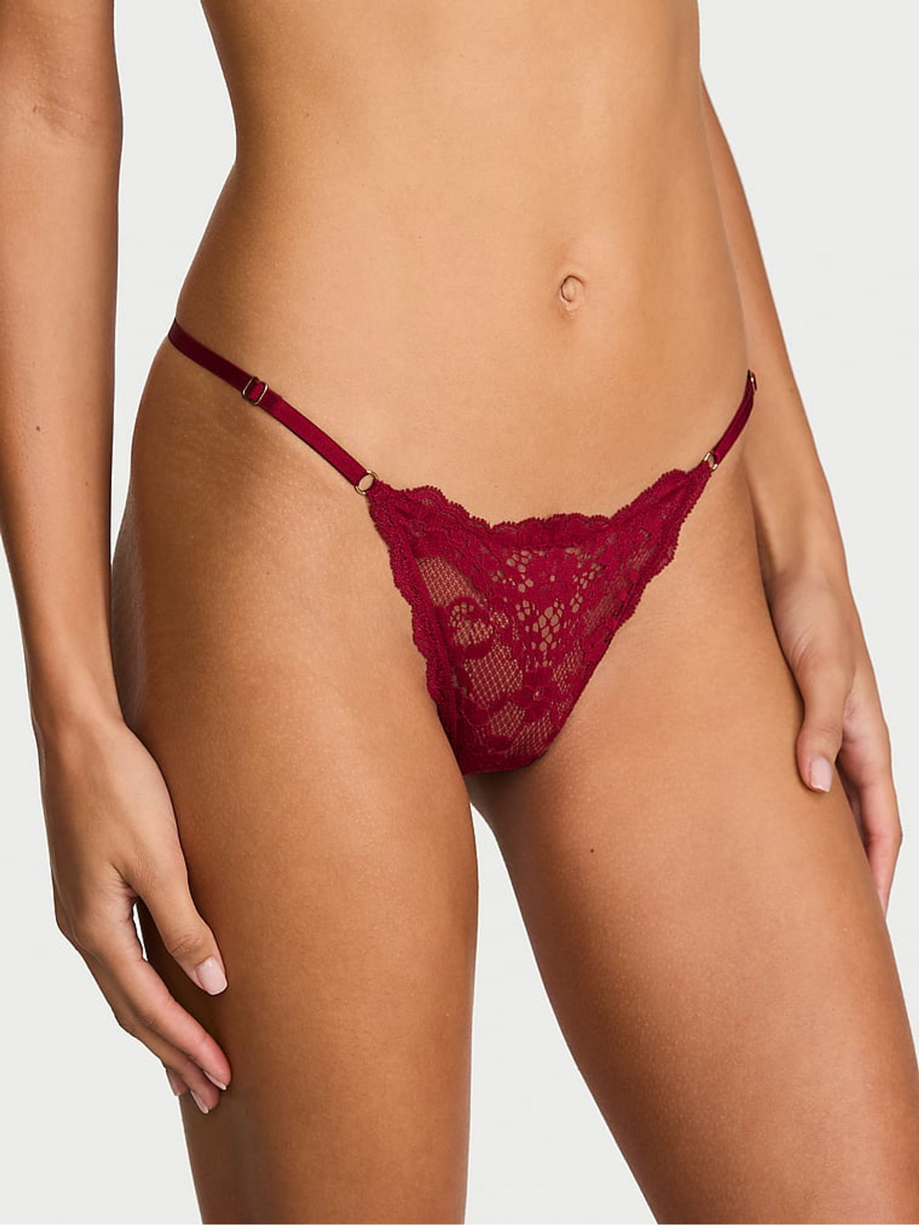 Red Lacquer G String Lace Knickers - Image 1 of 2
