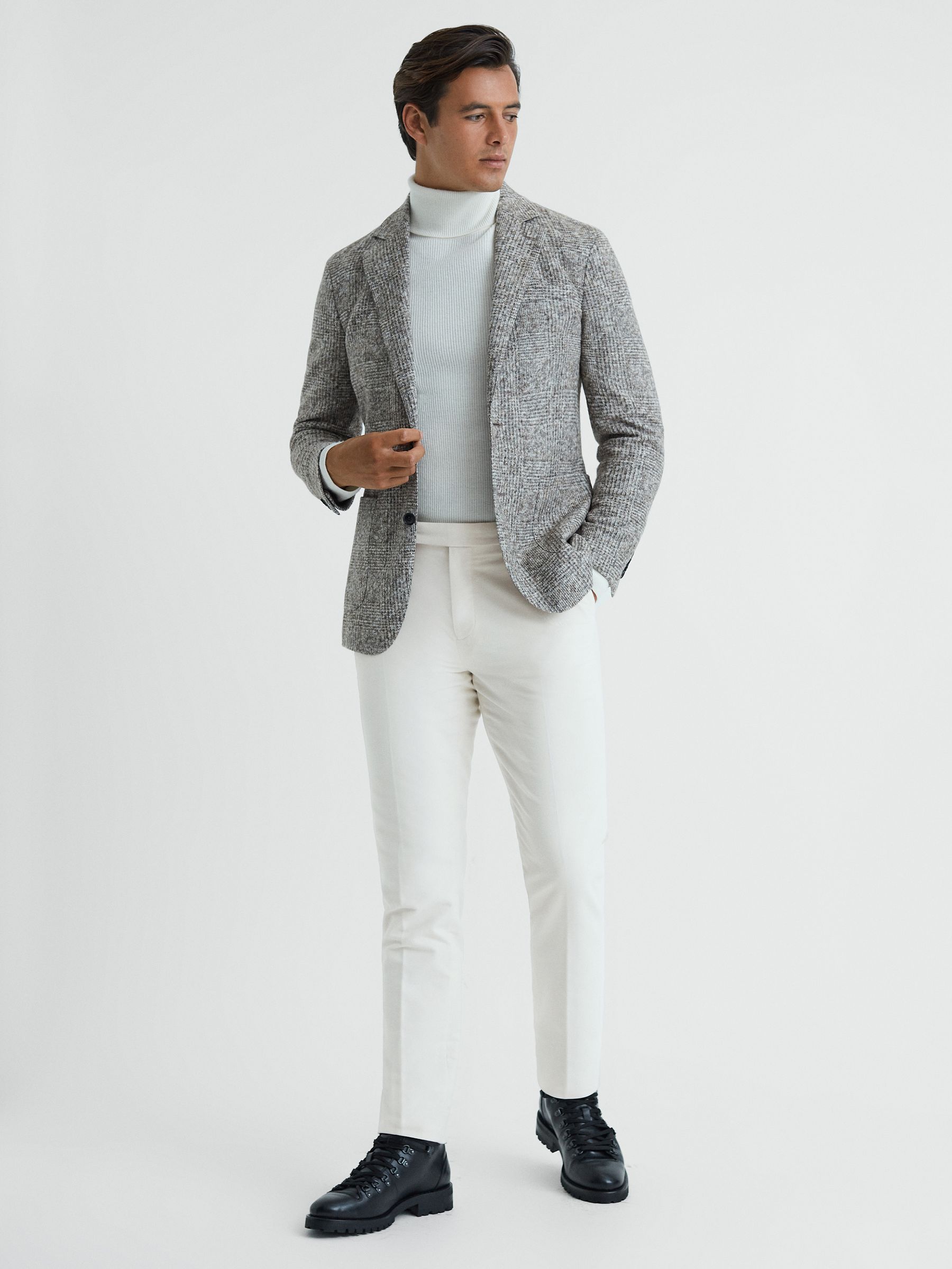 Slim Fit Moleskin Trousers in Off White - Image 1 of 5