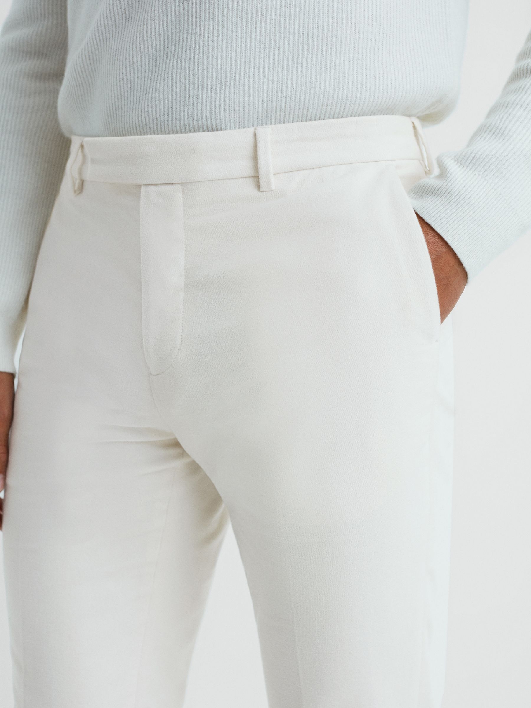Slim Fit Moleskin Trousers in Off White - Image 4 of 5