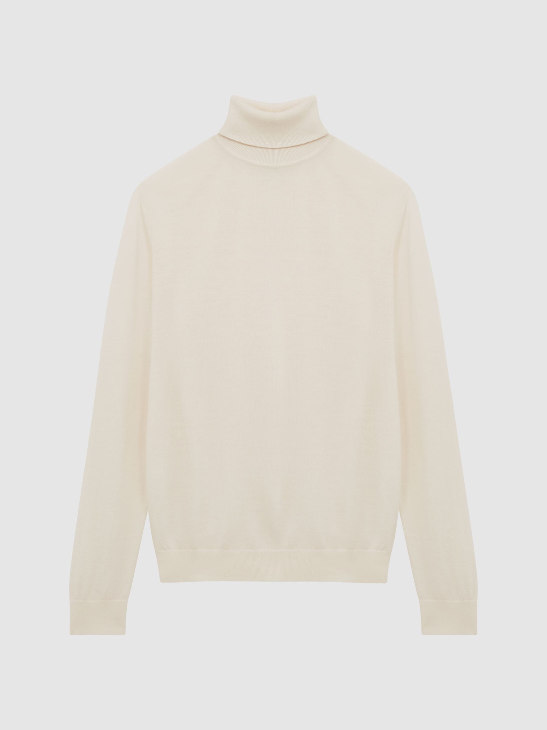 Slim Fit Merino Wool Roll Neck Jumper in Bianco - Image 2 of 6