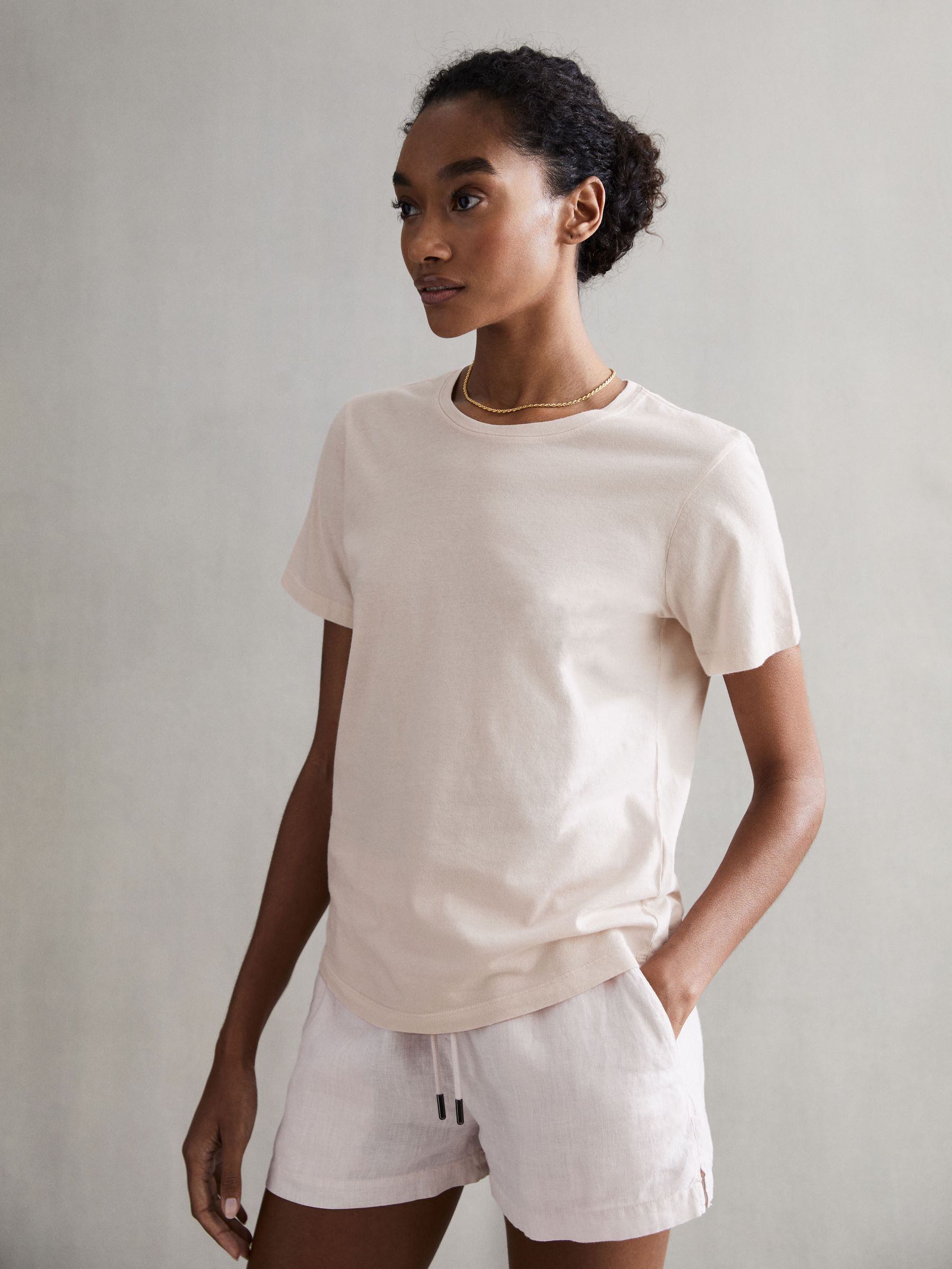 Cotton Garment Dyed T-Shirt in Pink - Image 1 of 5