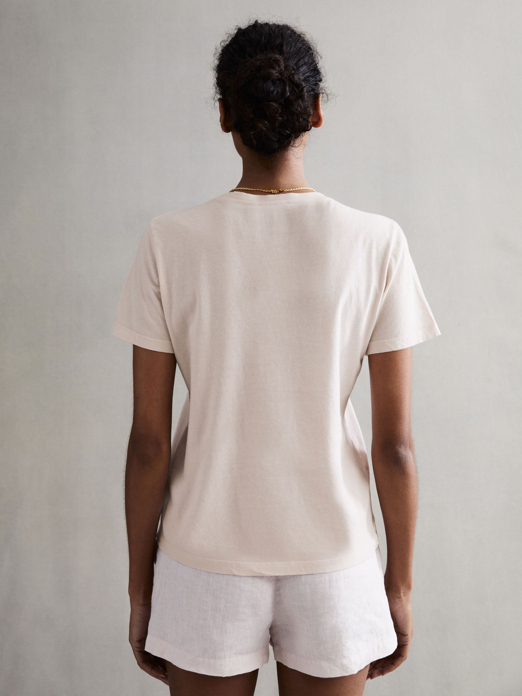 Cotton Garment Dyed T-Shirt in Pink - Image 4 of 5