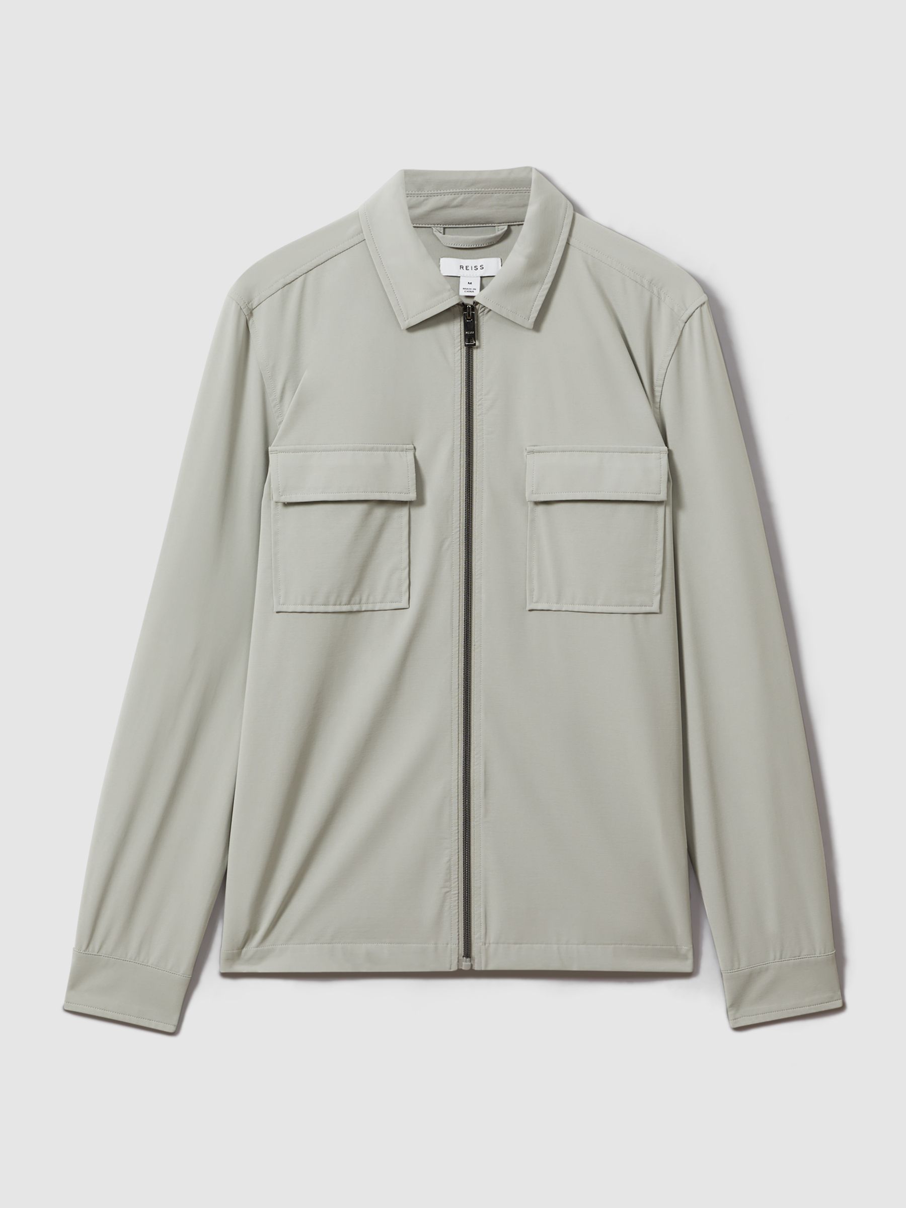 Technical Zip-Through Jacket in Light Sage Green - Image 2 of 6
