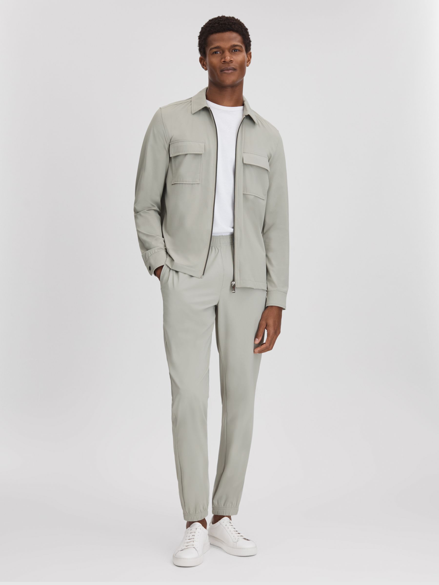 Technical Zip-Through Jacket in Light Sage Green - Image 3 of 6