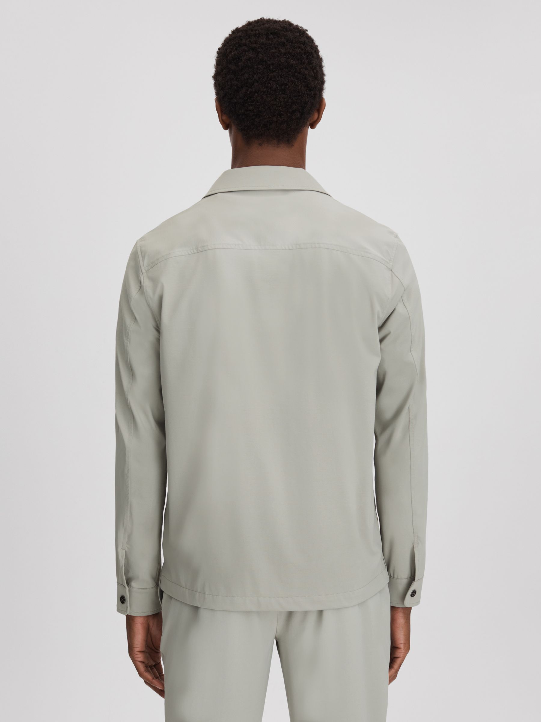 Technical Zip-Through Jacket in Light Sage Green - Image 5 of 6
