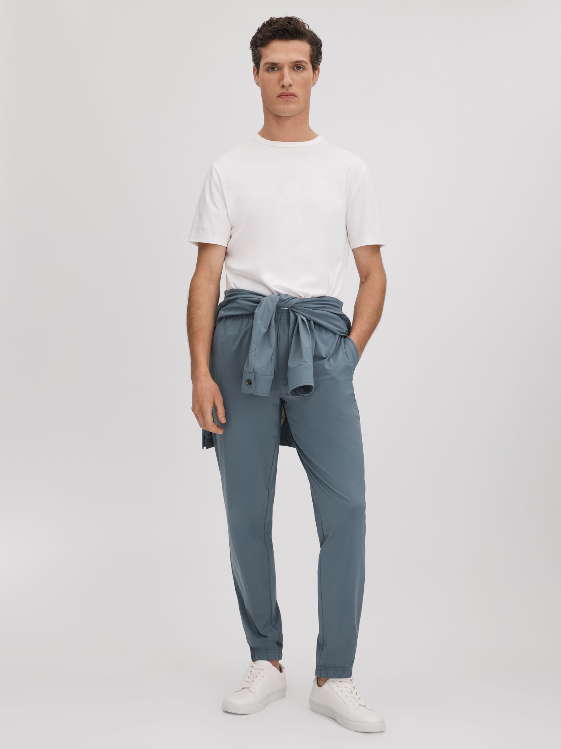 Technical Elasticated Waist Joggers in Steel Blue - Image 6 of 6