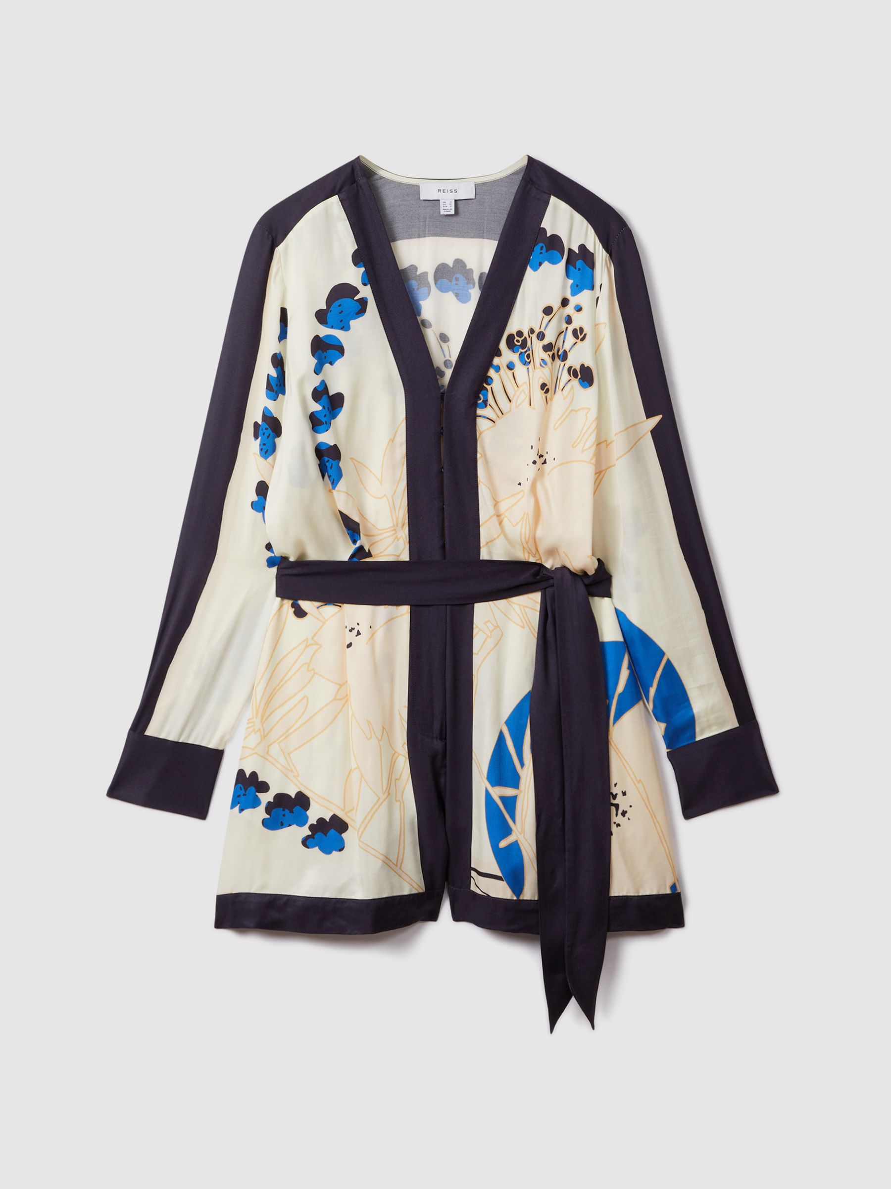 Printed Belted Playsuit in Blue - Image 2 of 6