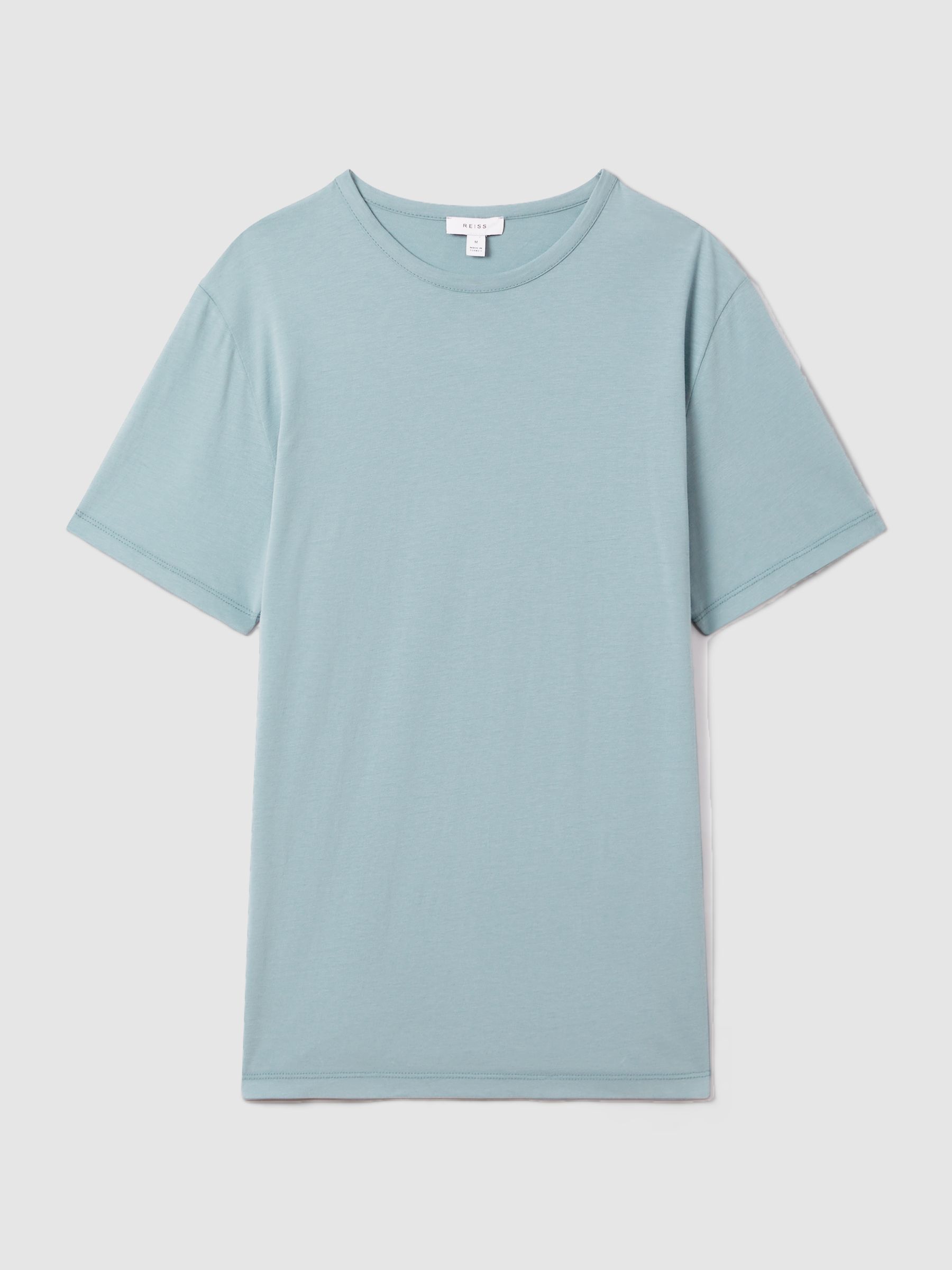 Cotton Crew Neck T-Shirt in Teal - Image 2 of 5