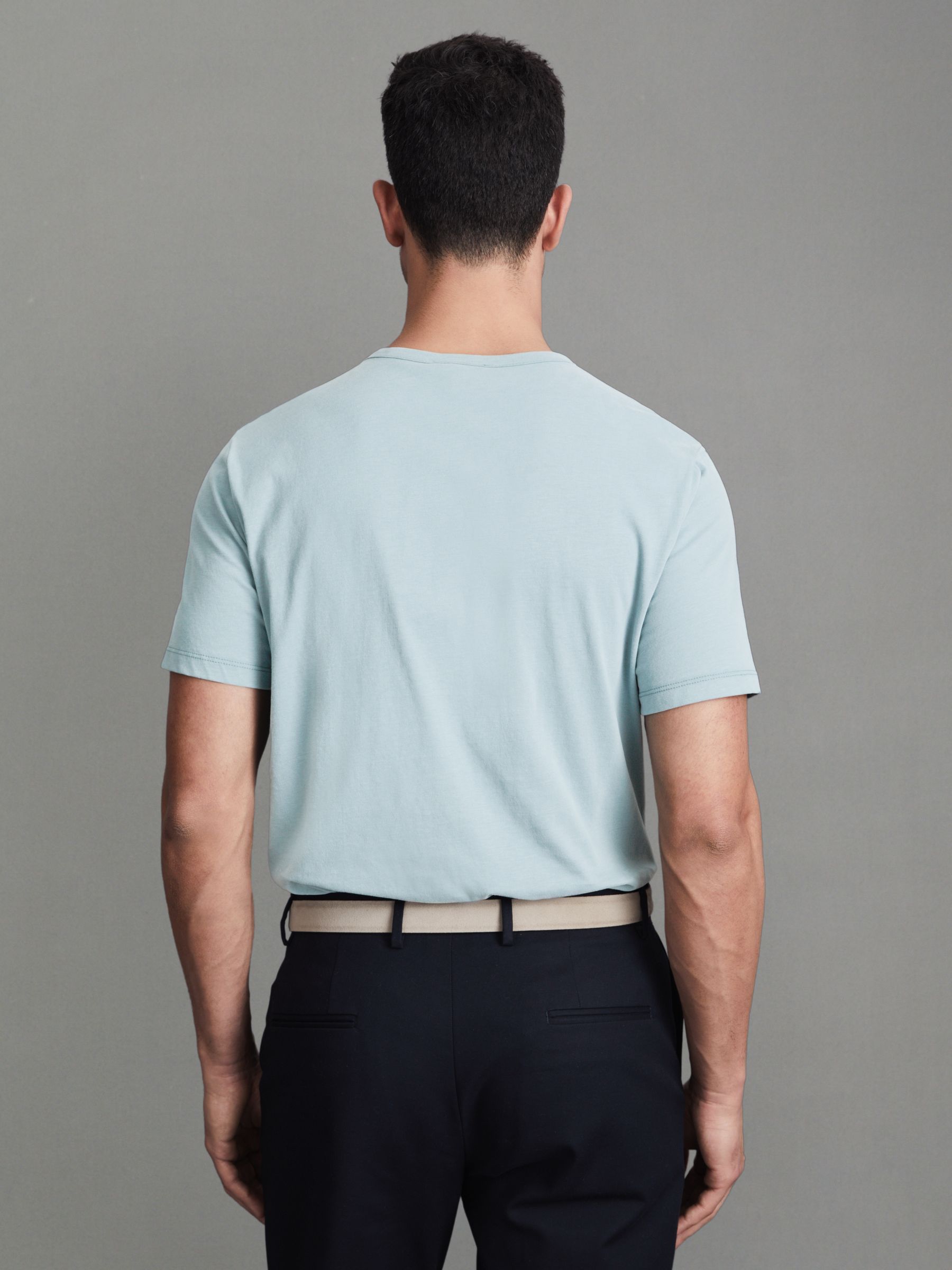 Cotton Crew Neck T-Shirt in Teal - Image 5 of 5