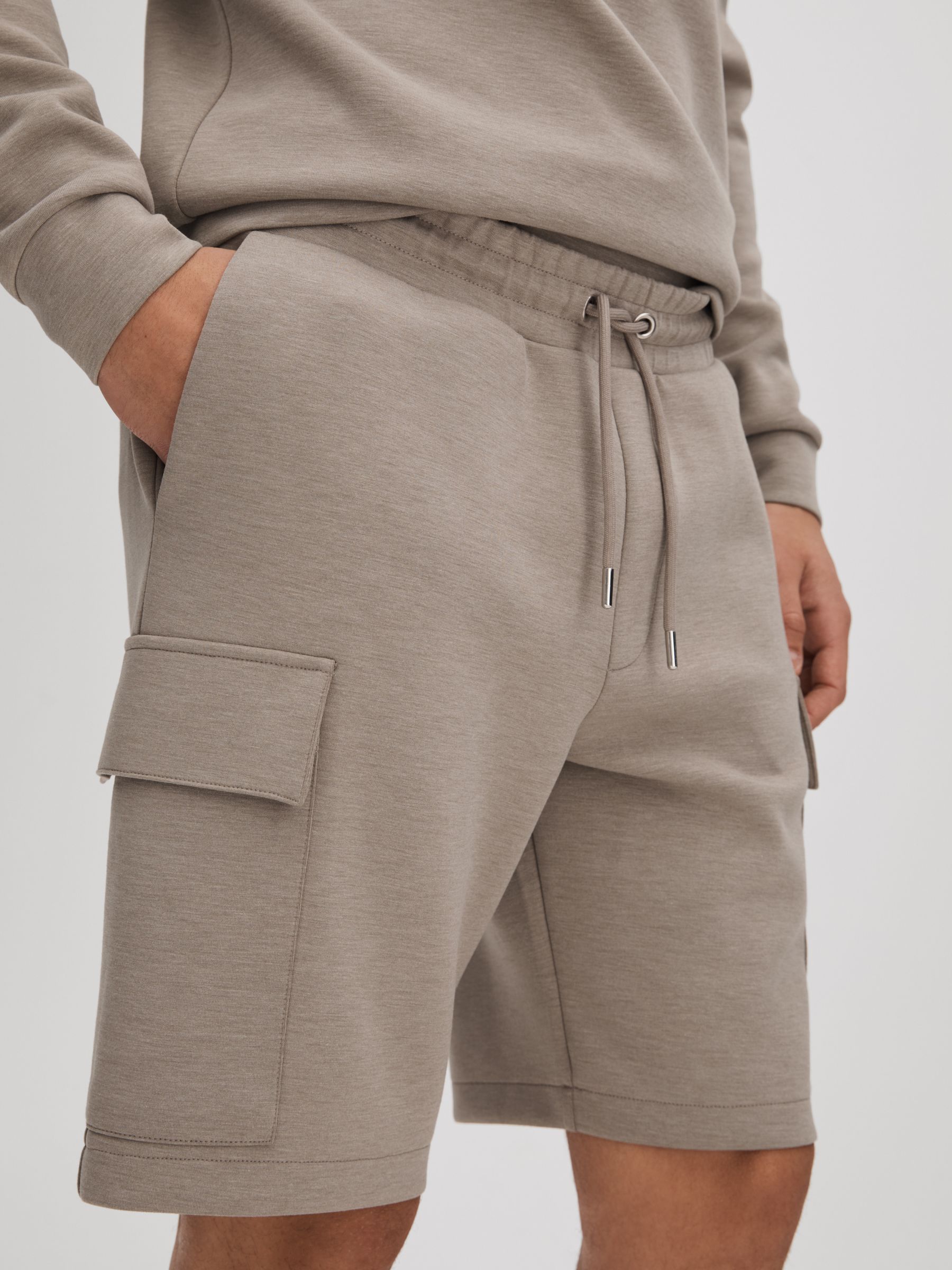 Interlock Jersey Drawstring Shorts in Taupe - Image 4 of 6