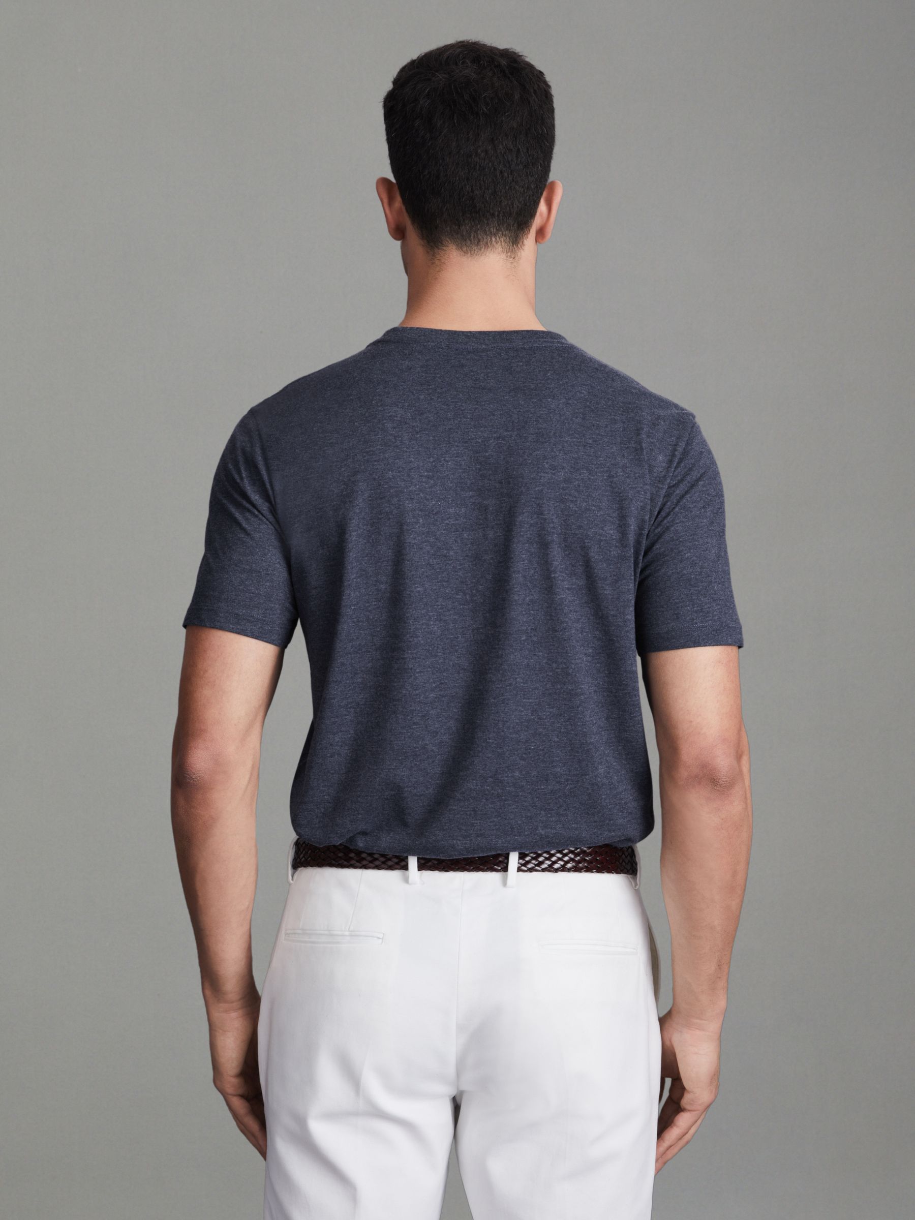 Cotton Crew Neck T-Shirt in Indigo Melange - Image 5 of 5