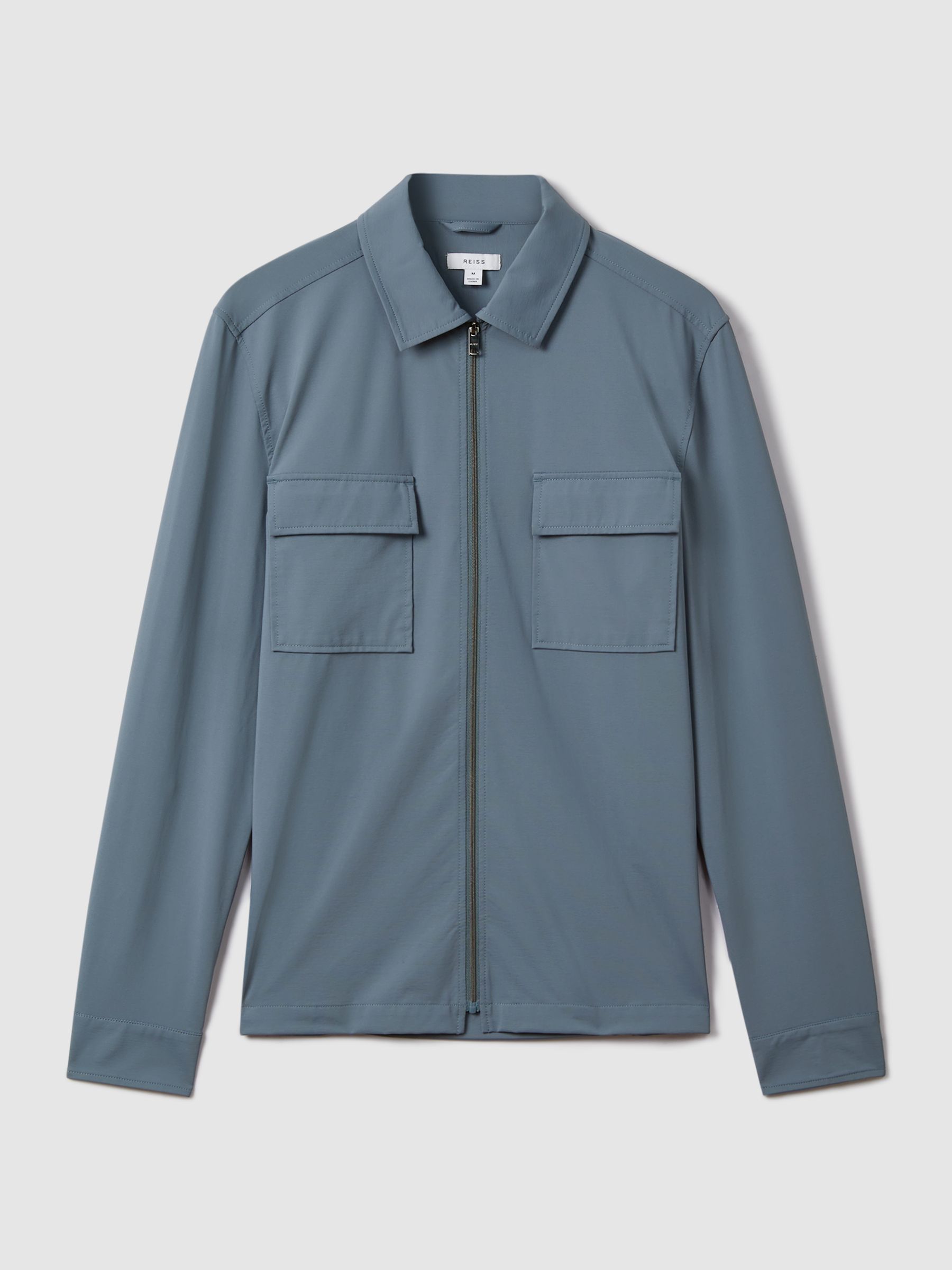 Technical Zip-Through Jacket in Steel Blue - Image 2 of 6