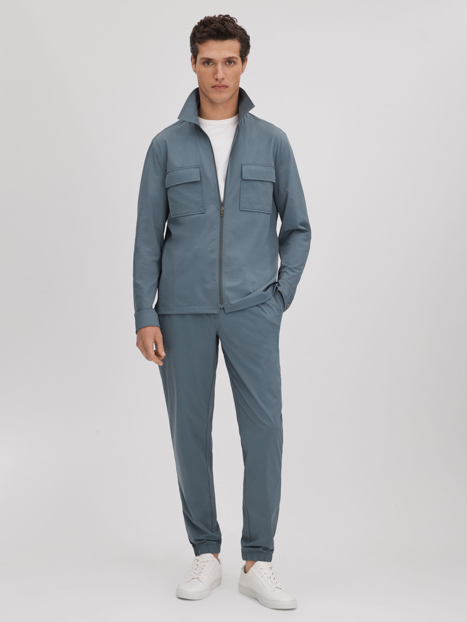 Technical Zip-Through Jacket in Steel Blue - Image 3 of 6