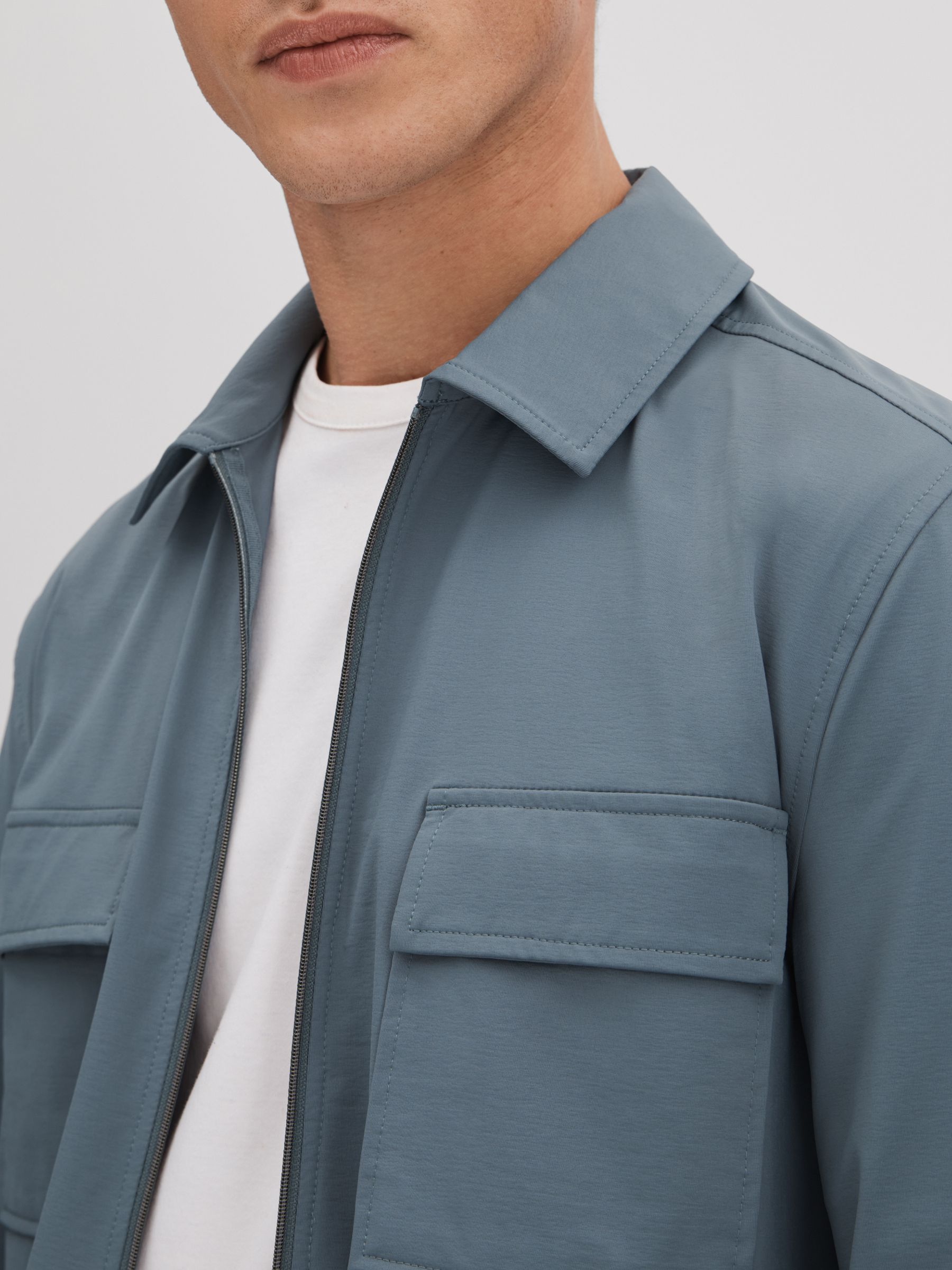 Technical Zip-Through Jacket in Steel Blue - Image 4 of 6