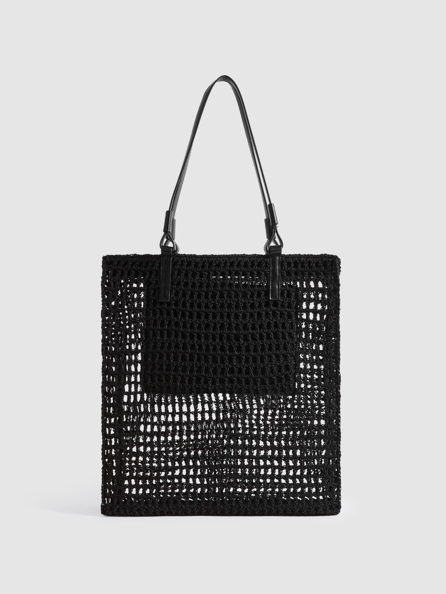 Waxed Woven Tote Bag in Black - Image 3 of 5