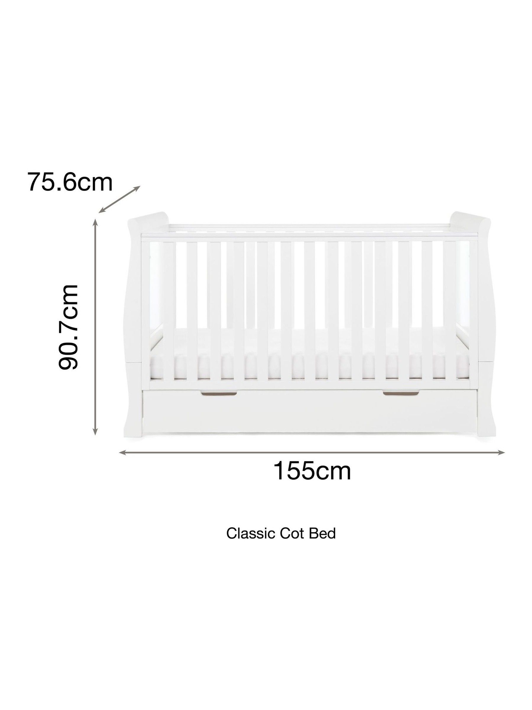 Obaby White Stamford Classic Regular Cot Bed - Image 6 of 6