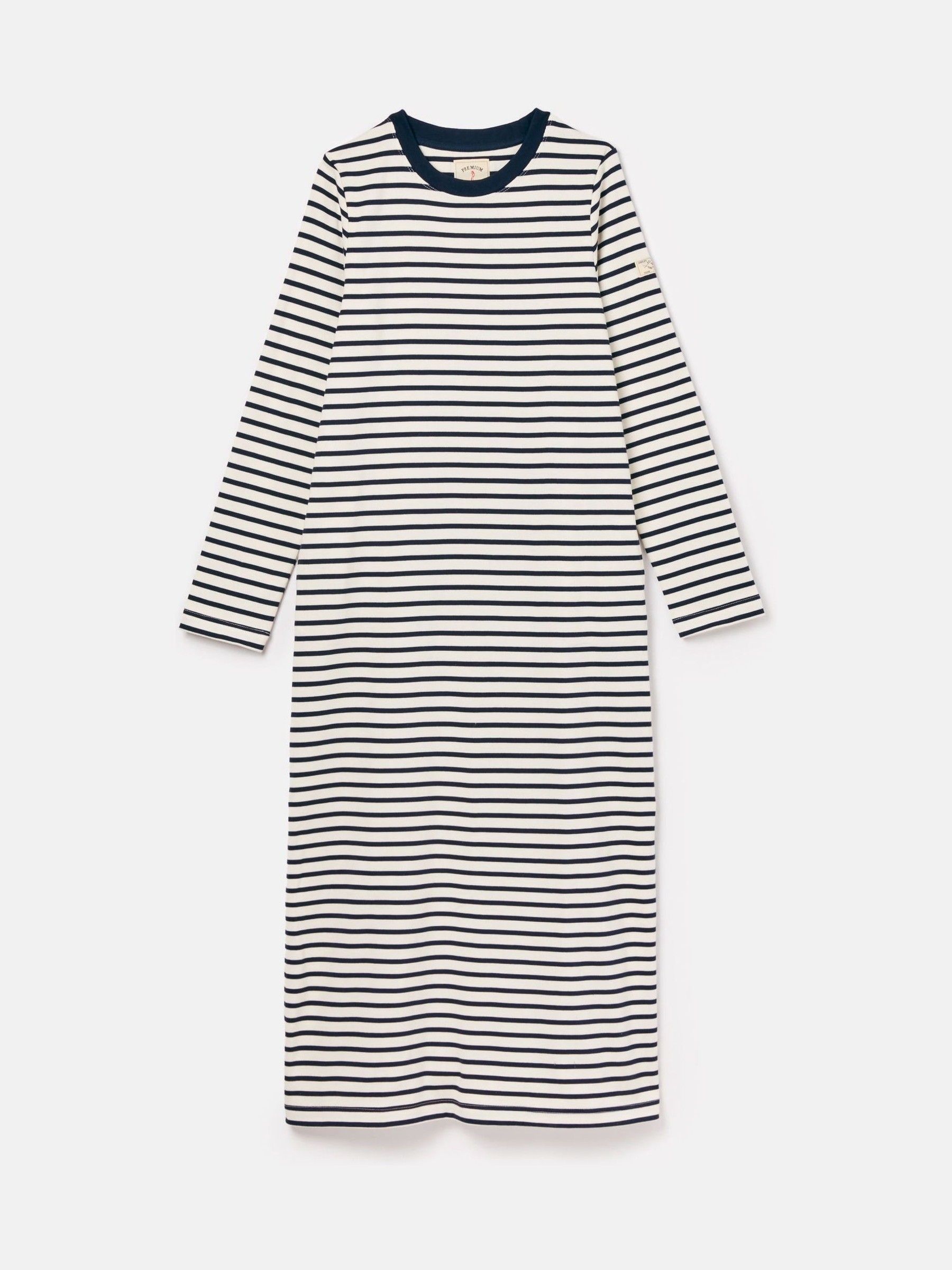 Cleo Navy& White Striped Long Sleeve Jersey Midi Dress - Image 6 of 6