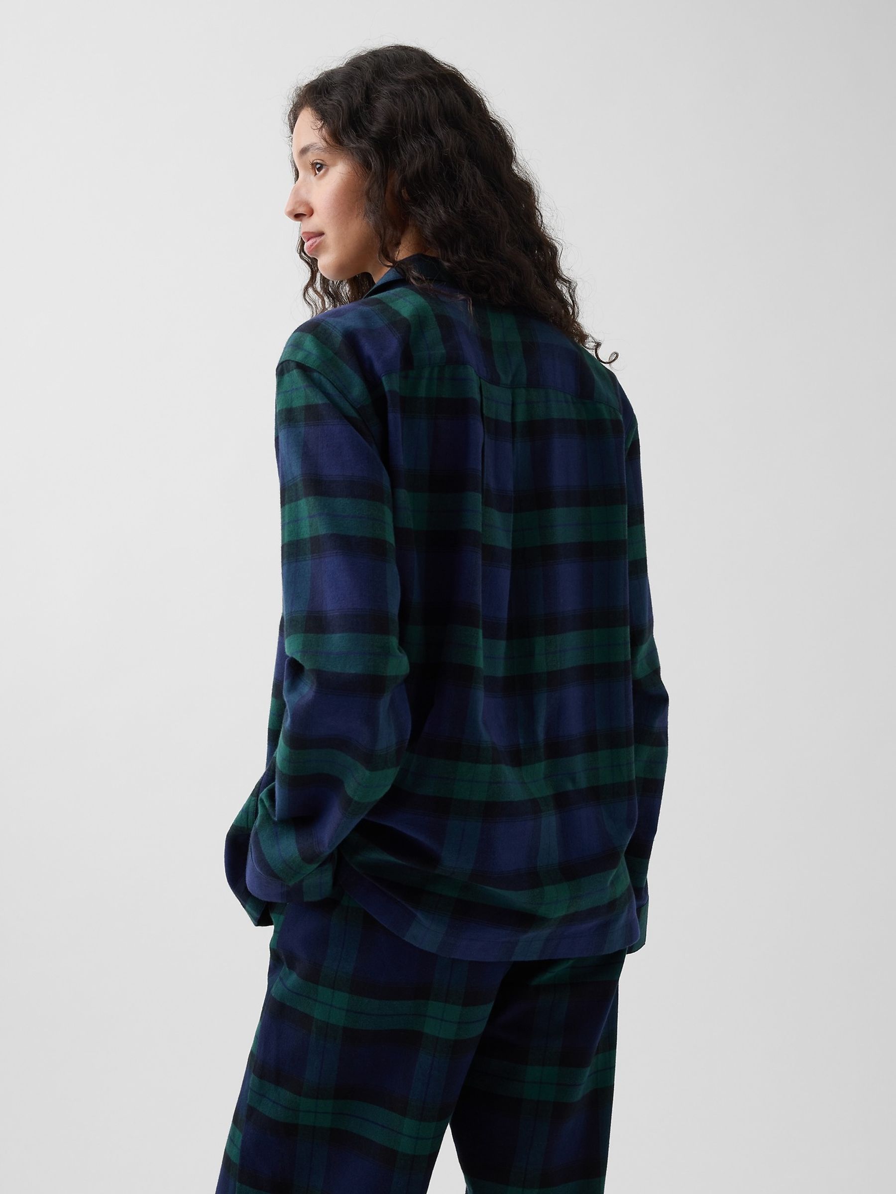 Green & Navy Check Softest Flannel Pyjamas Shirt - Image 2 of 4 Green & Navy Check Softest Flannel Pyjamas Shirt - Image 2 of 4