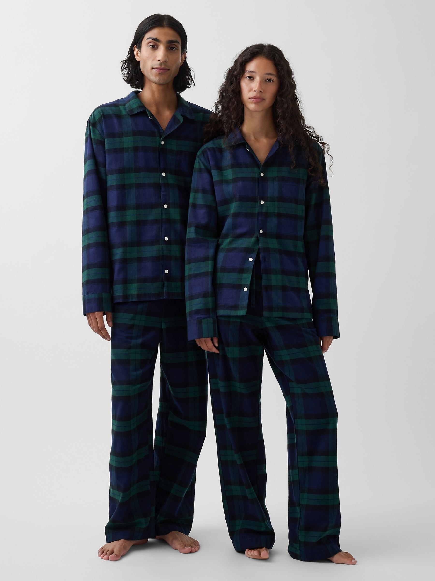Green & Navy Check Softest Flannel Pyjamas Shirt - Image 3 of 4