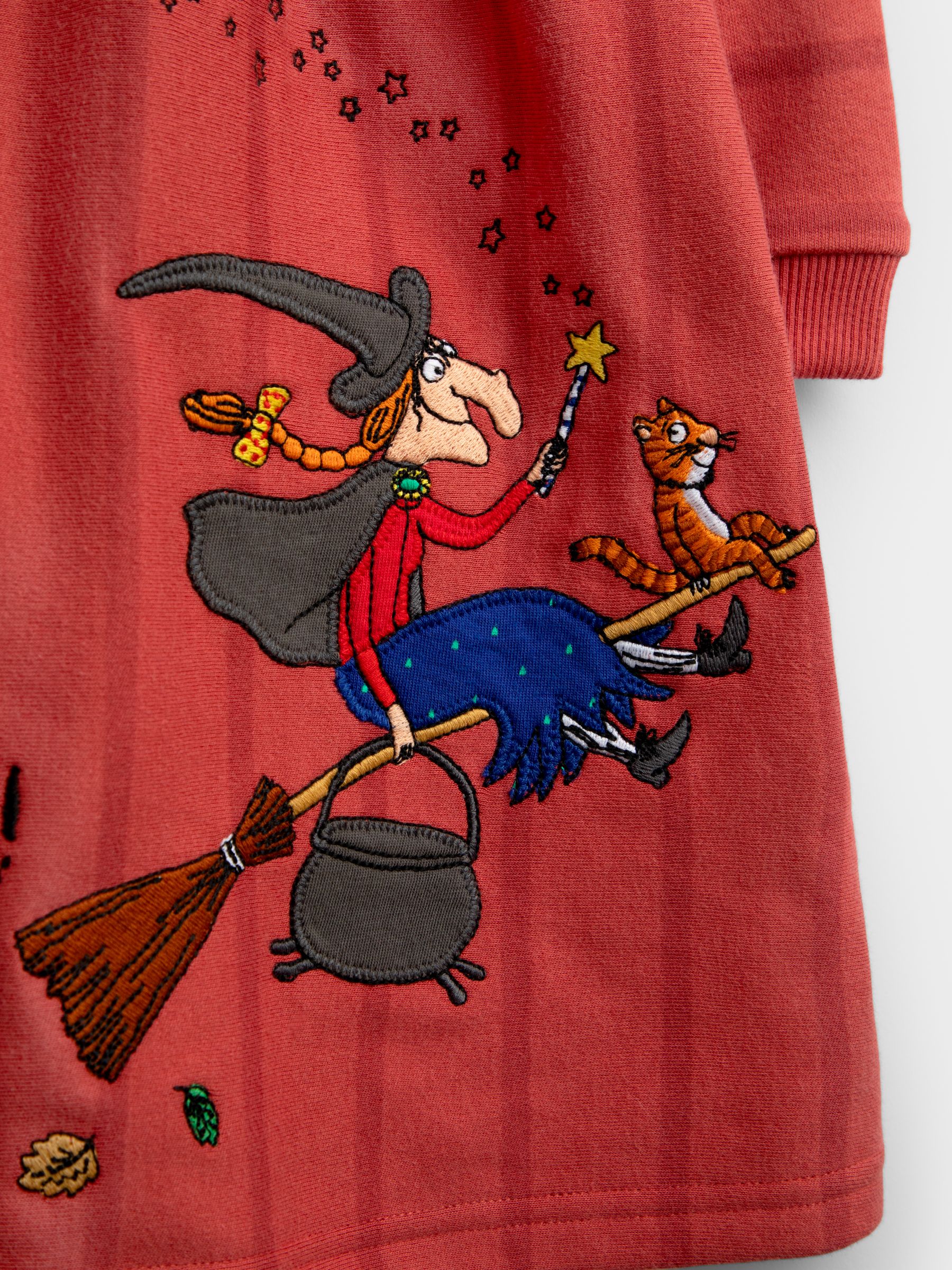 Rust Orange Room On The Broom Appliqué Jersey Dress - Image 3 of 4