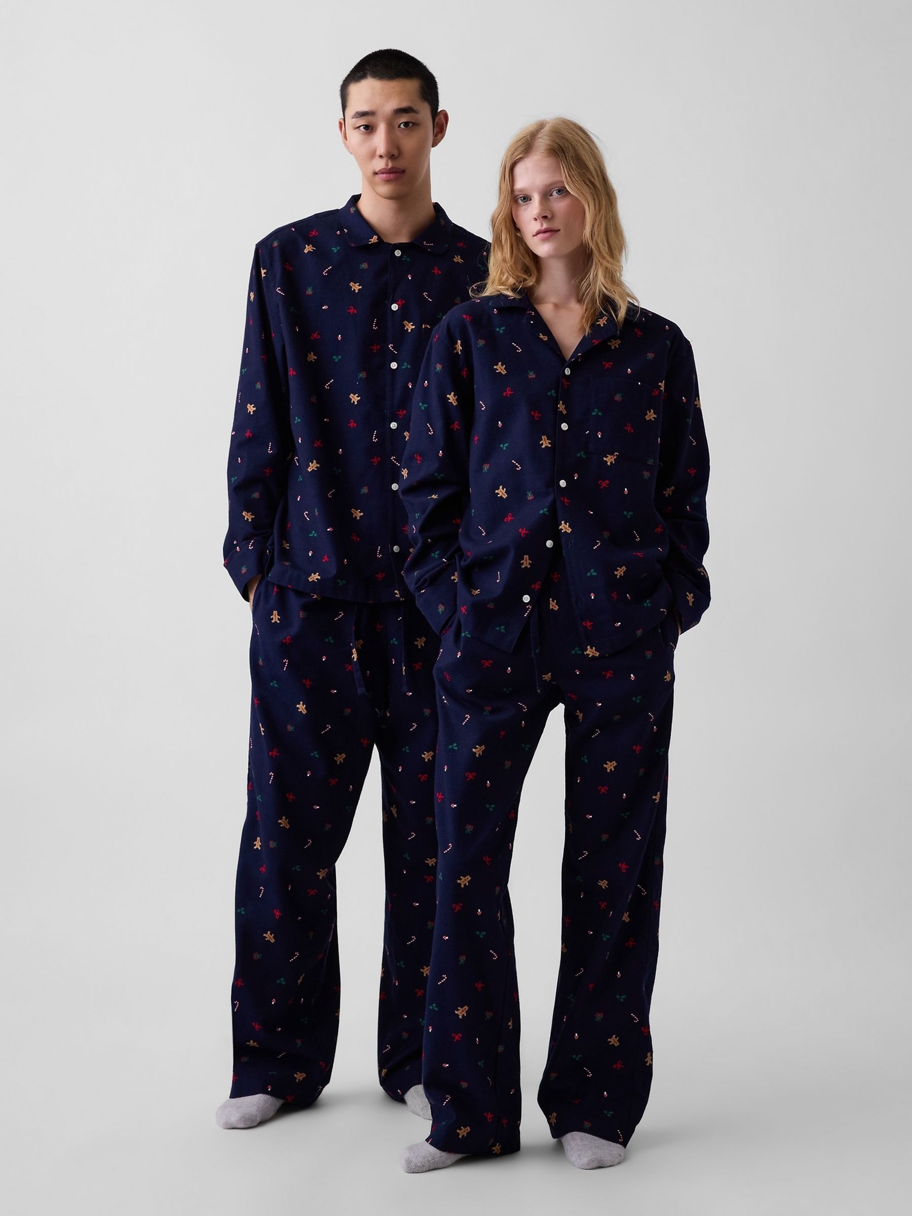 Navy Gingerbread Matching Family Softest Flannel Pyjamas Shirt - Image 2 of 5 Navy Gingerbread Matching Family Softest Flannel Pyjamas Shirt - Image 2 of 5