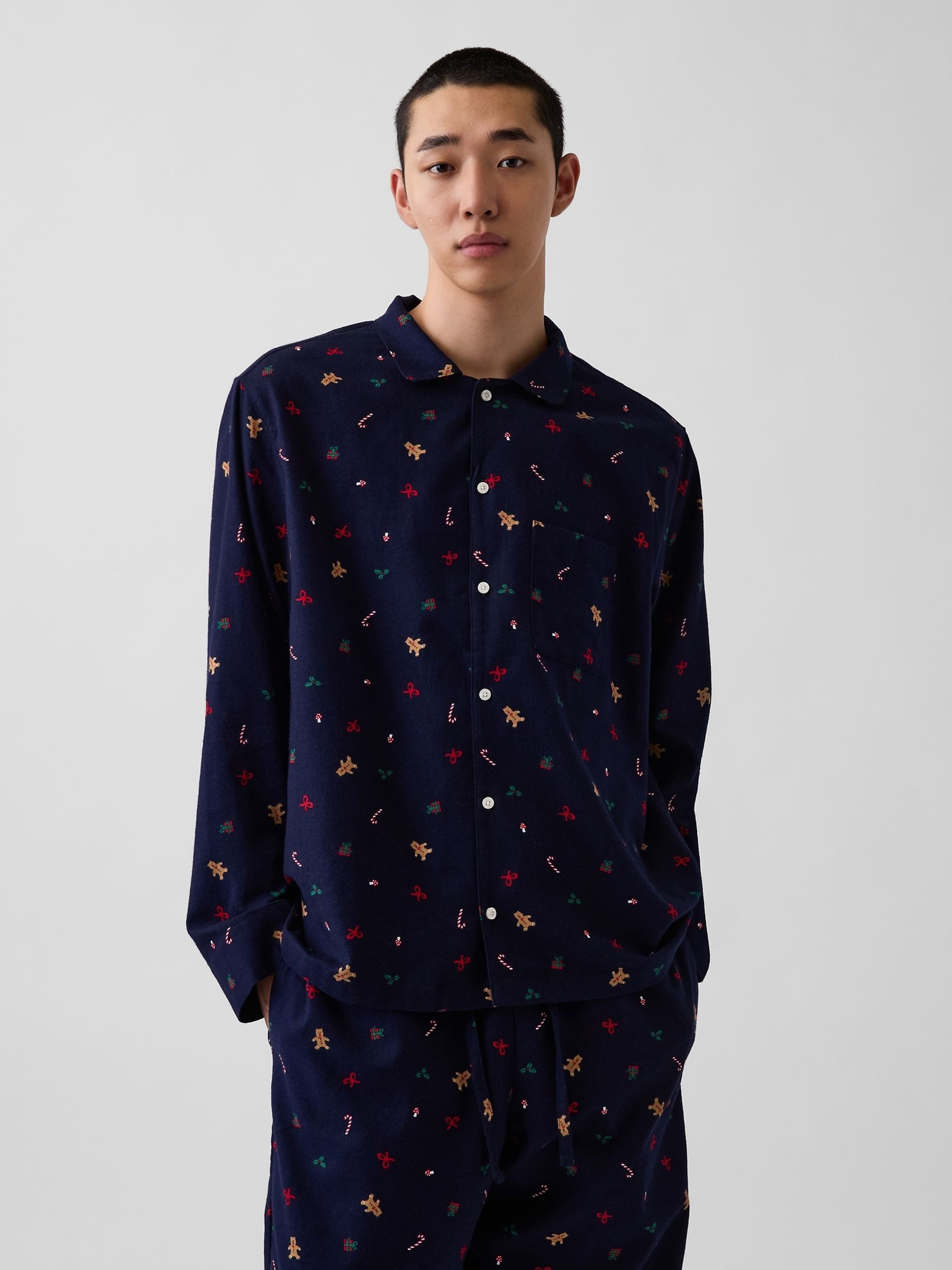 Navy Gingerbread Matching Family Softest Flannel Pyjamas Shirt - Image 5 of 5 Navy Gingerbread Matching Family Softest Flannel Pyjamas Shirt - Image 5 of 5