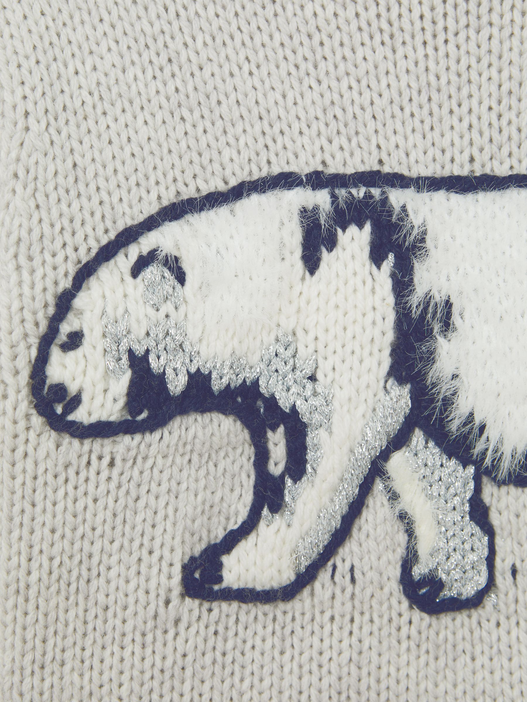 Casual Knitted Polar Bear Jumper in Grey - Image 6 of 6