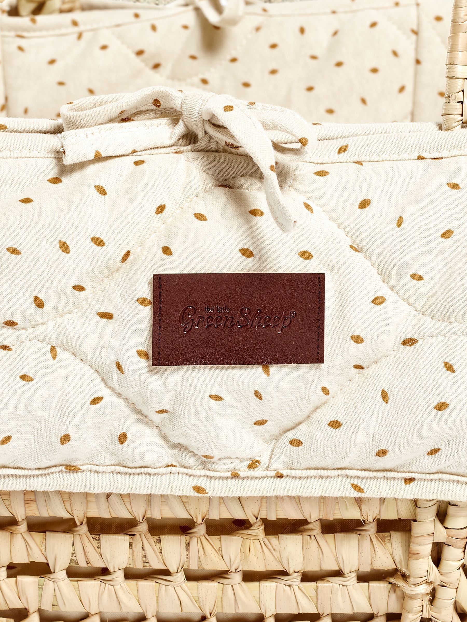 The Little Green Sheep Cream Quilted Moses Basket Cot Bed and Mattress - Image 2 of 5