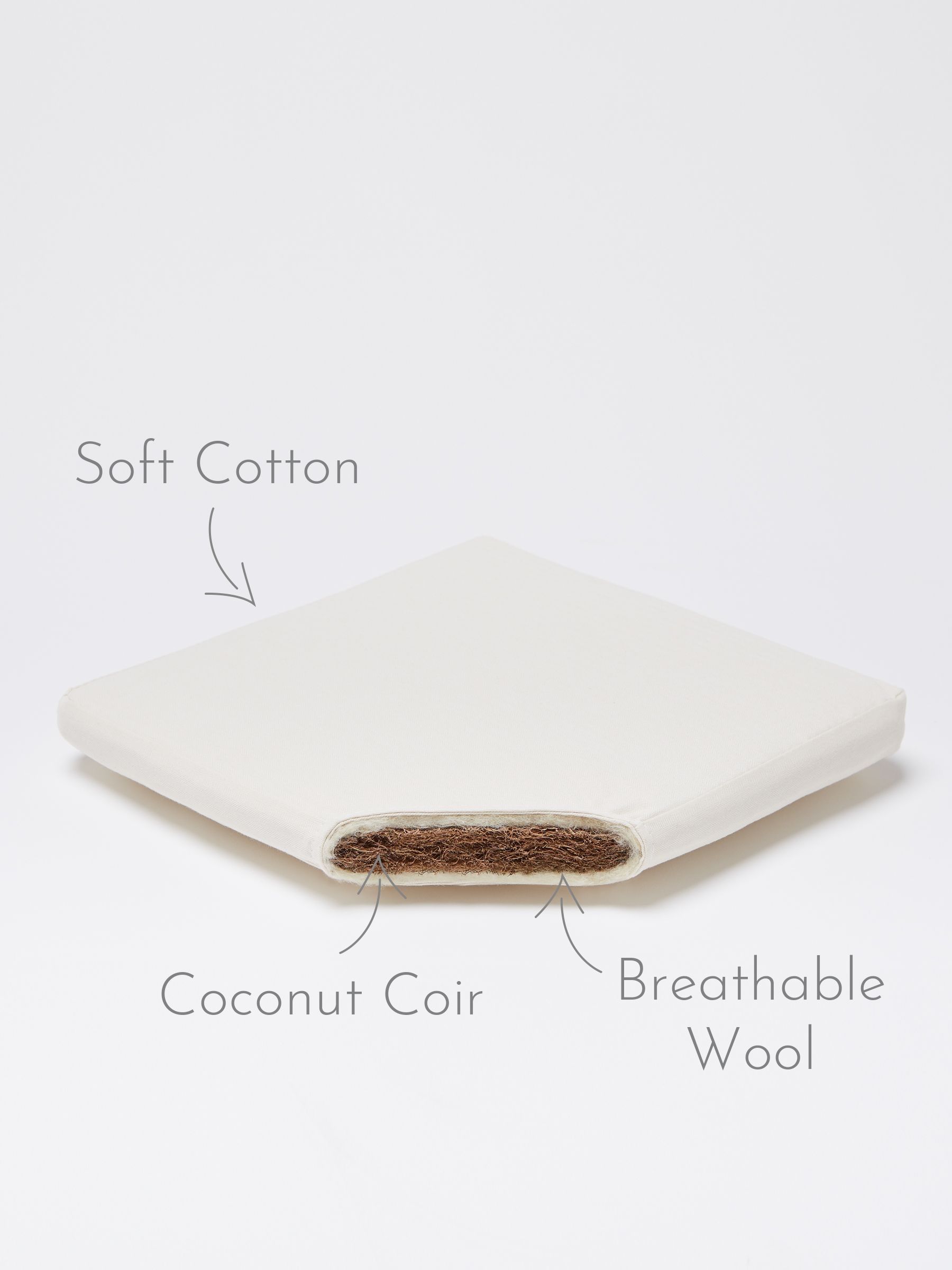 The Little Green Sheep Cream Quilted Moses Basket Cot Bed and Mattress - Image 5 of 5