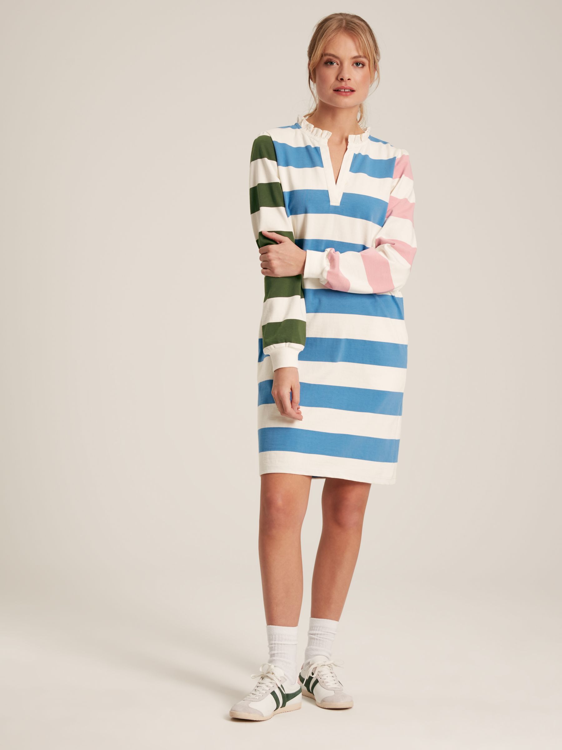 Sophia Multi Striped Cotton Rugby Shirt Dress | Joules