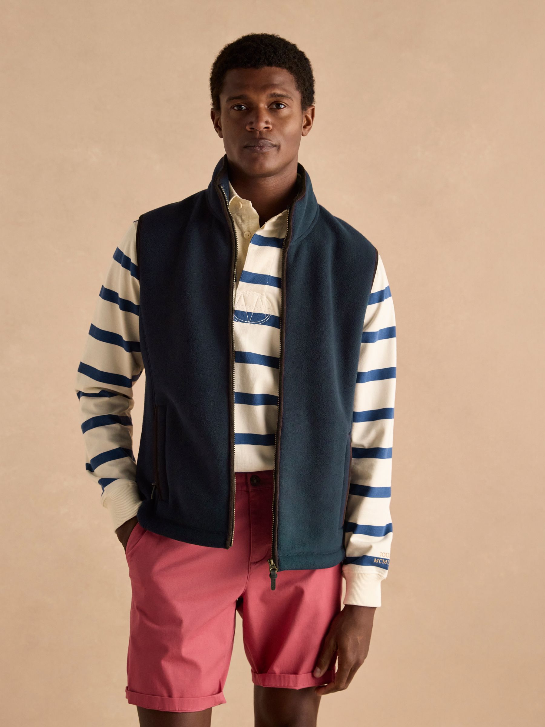 Greenfield Navy Blue Full Zip Fleece Gilet | Joules