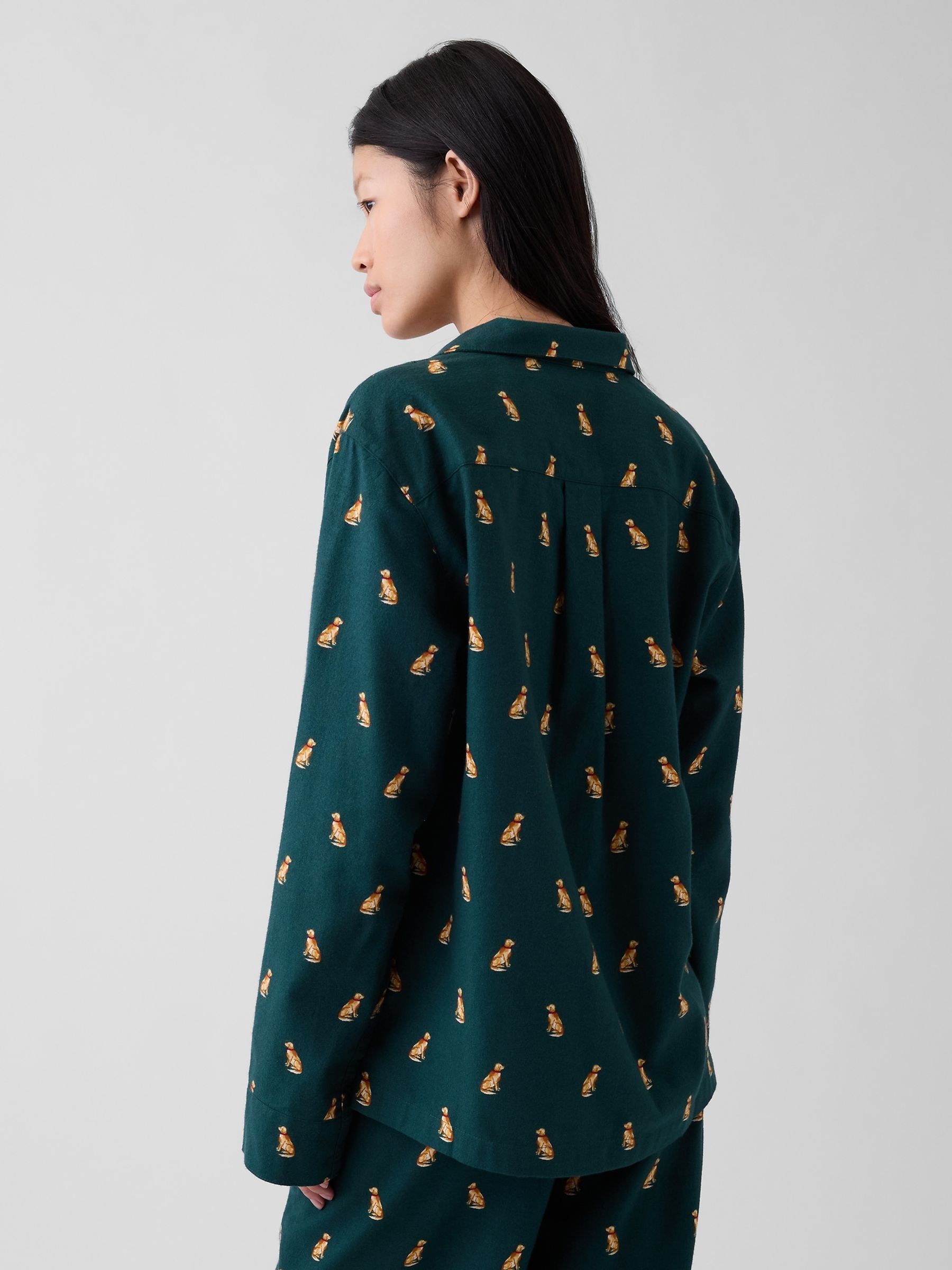 Green Dog Print Softest Flannel Pyjamas Shirt - Image 4 of 5