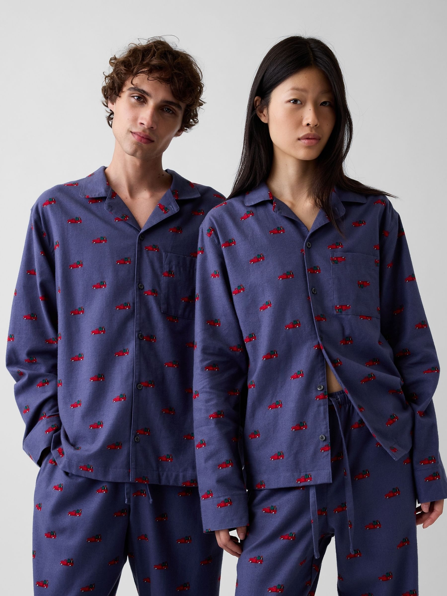 Navy Christmas Truck Matching Family Softest Flannel Pyjamas Shirt - Image 1 of 5 Navy Christmas Truck Matching Family Softest Flannel Pyjamas Shirt - Image 1 of 5