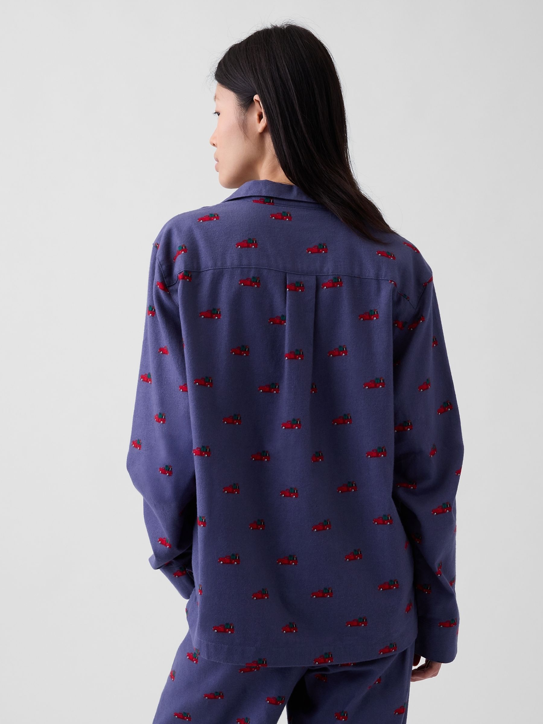Navy Christmas Truck Matching Family Softest Flannel Pyjamas Shirt - Image 4 of 5