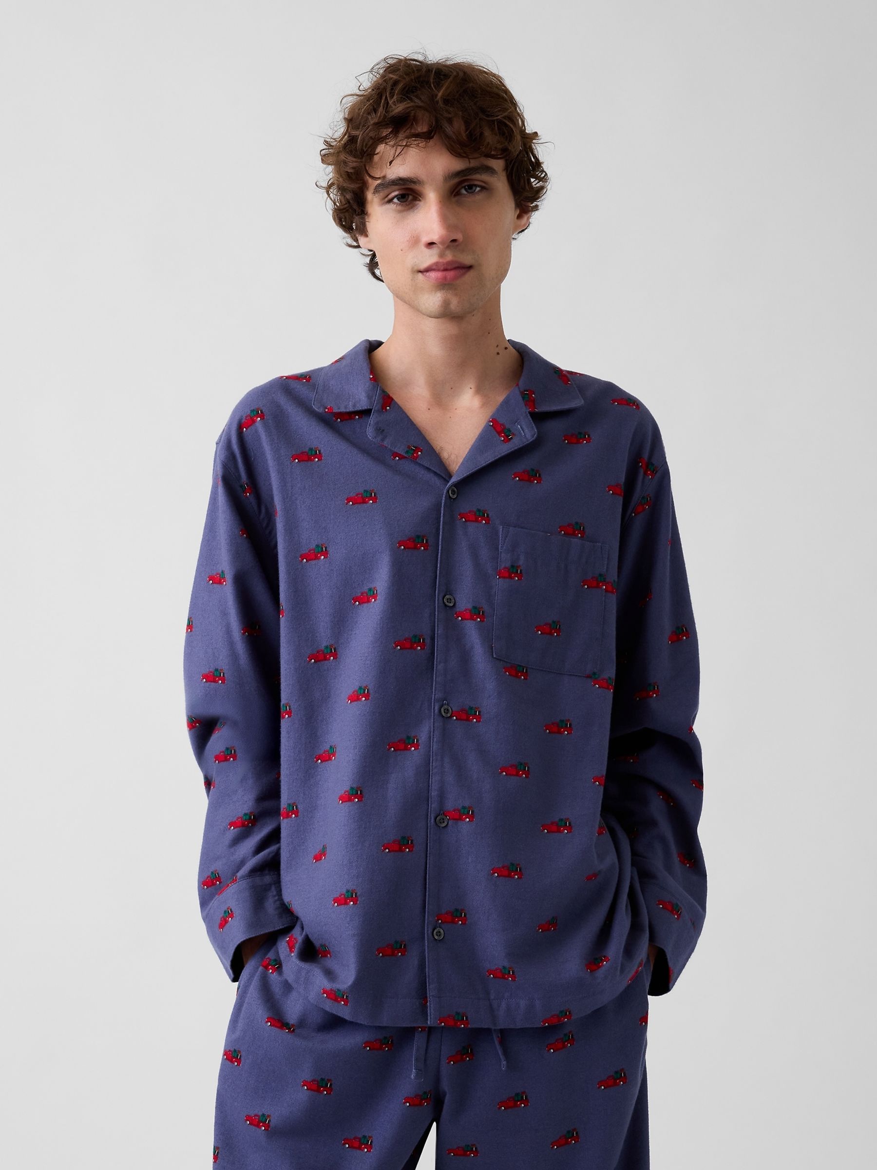 Navy Christmas Truck Matching Family Softest Flannel Pyjamas Shirt - Image 5 of 5 Navy Christmas Truck Matching Family Softest Flannel Pyjamas Shirt - Image 5 of 5