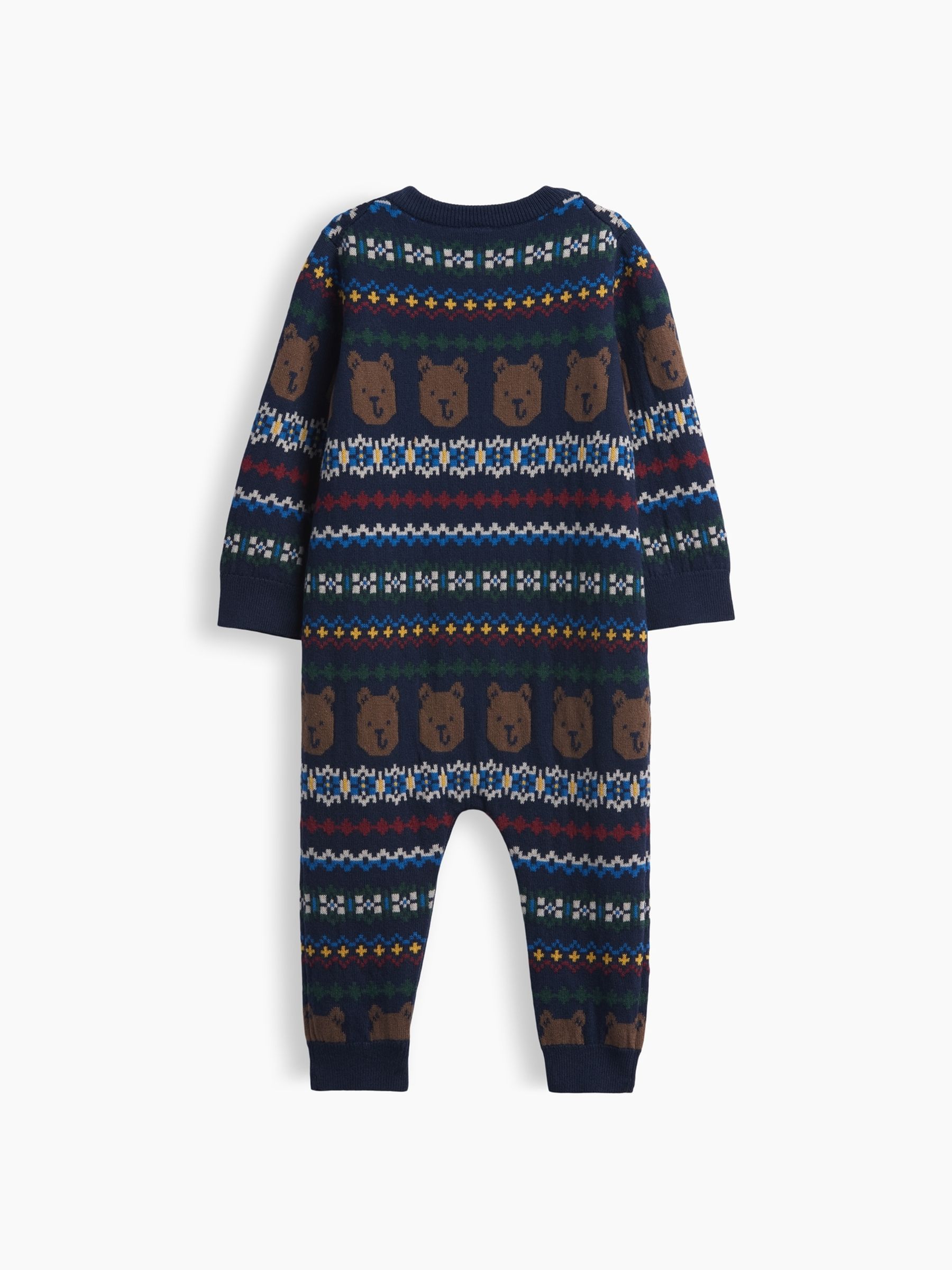 Navy Brannan Bear Fair Isle Knitted Zip-Up Baby All-In-One - Image 2 of 2